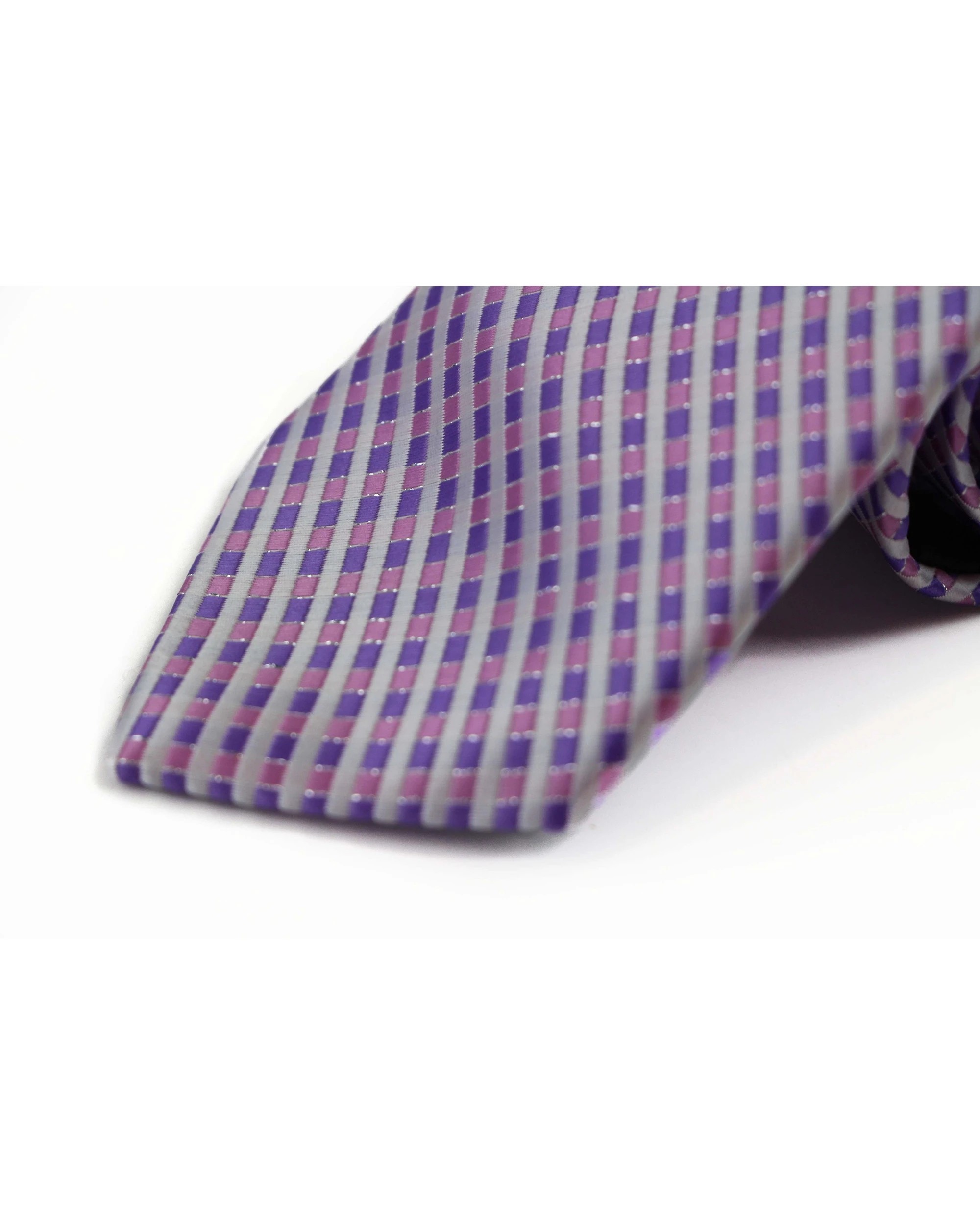 2 Zasel Mens Light Pink & Purple Striped 8cm Patterned Neck Tie, 2 of 2