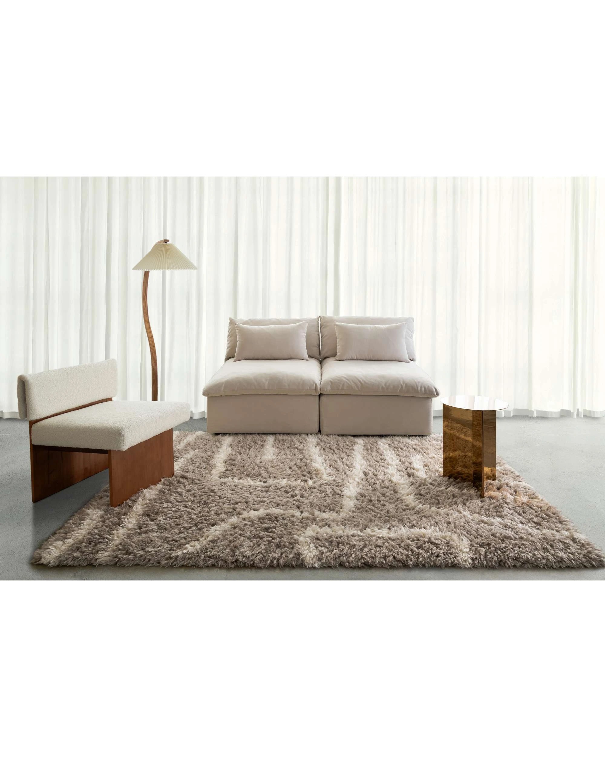 2 Loopsie Tulba Abstract Shag Rug-370cm x 280cm - Beige, 2 of 8