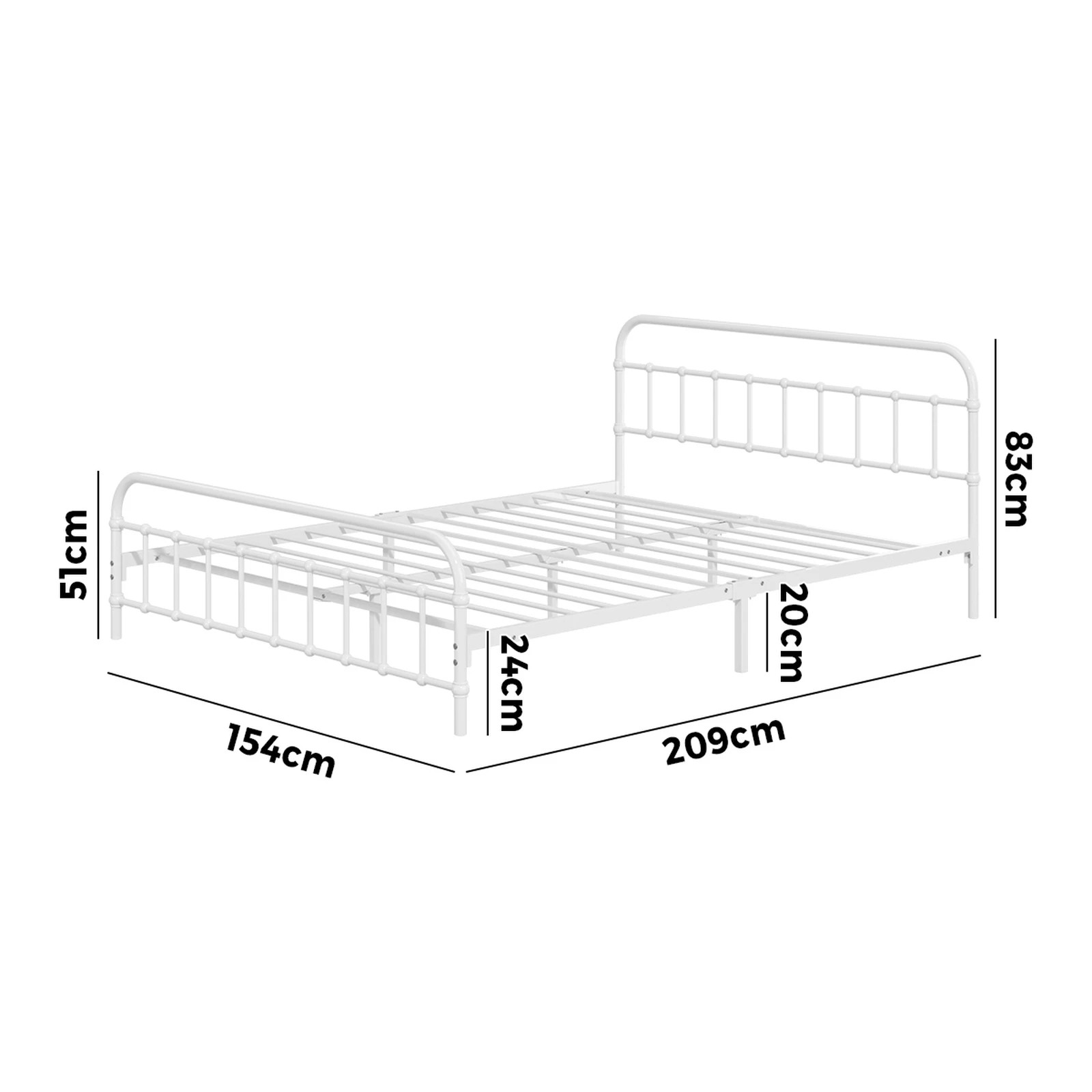 1 Oikiture Bed Frame Metal Bed Base Queen Size Bed Platform
 - White, 1 of 9