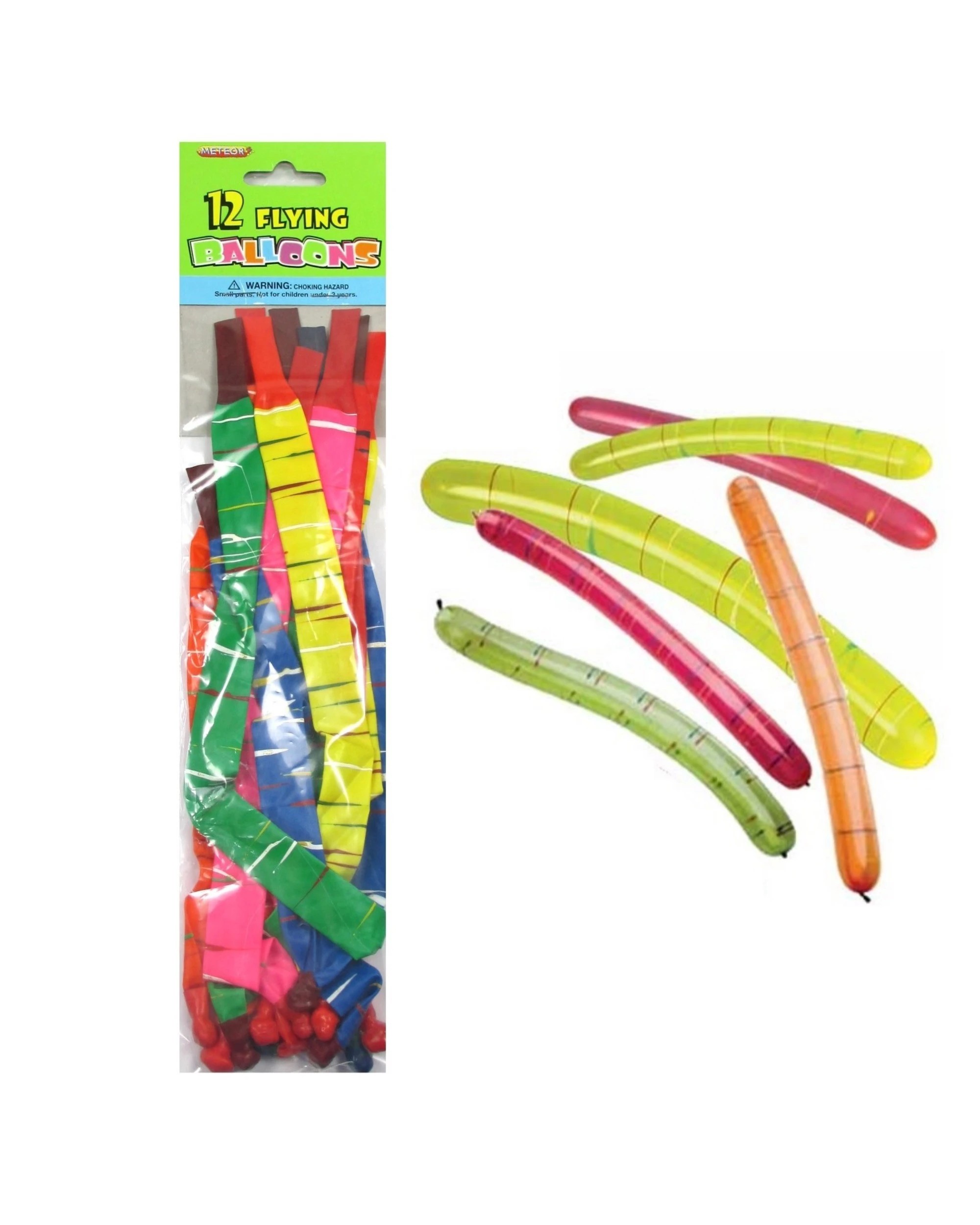 1 Unique Flying Rocket Balloons Assorted Colours Pack of 12, 1 of 1