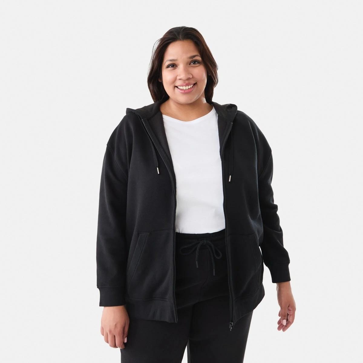 2 Curve Long Sleeve Zip Through Hoodie Black, 2 of 8