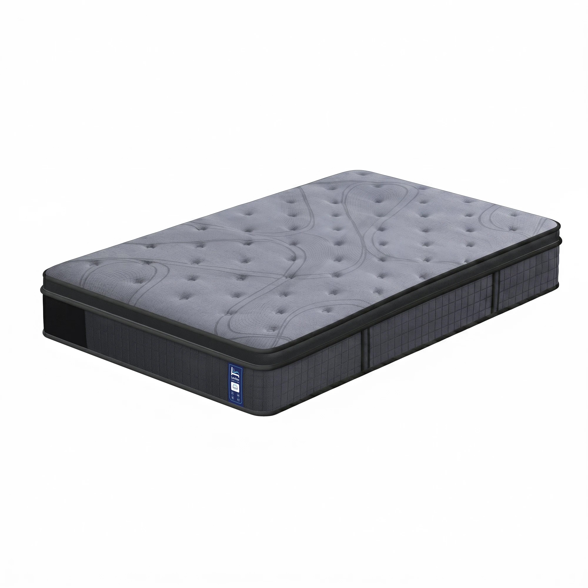 1 Levitex Single Mattress 7-Zone Pocket Spring 8.0 Extra Firm with Dual-Row Edge Knit Cover - Single Bed - Grey, 1 of 9