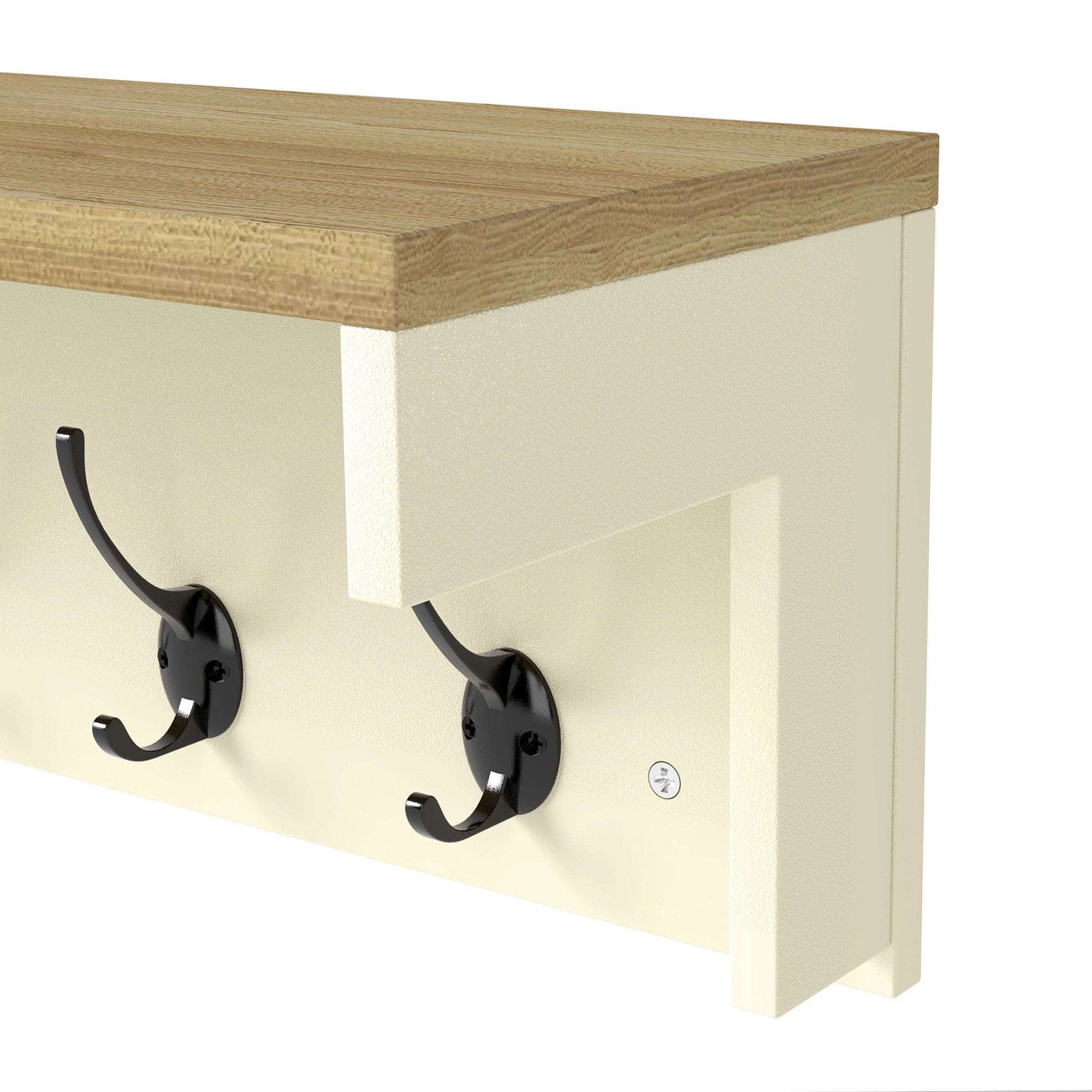 4 Levede Coat Rack Wall Mounted Shelf 7 Double Hooks Cream, 4 of 9