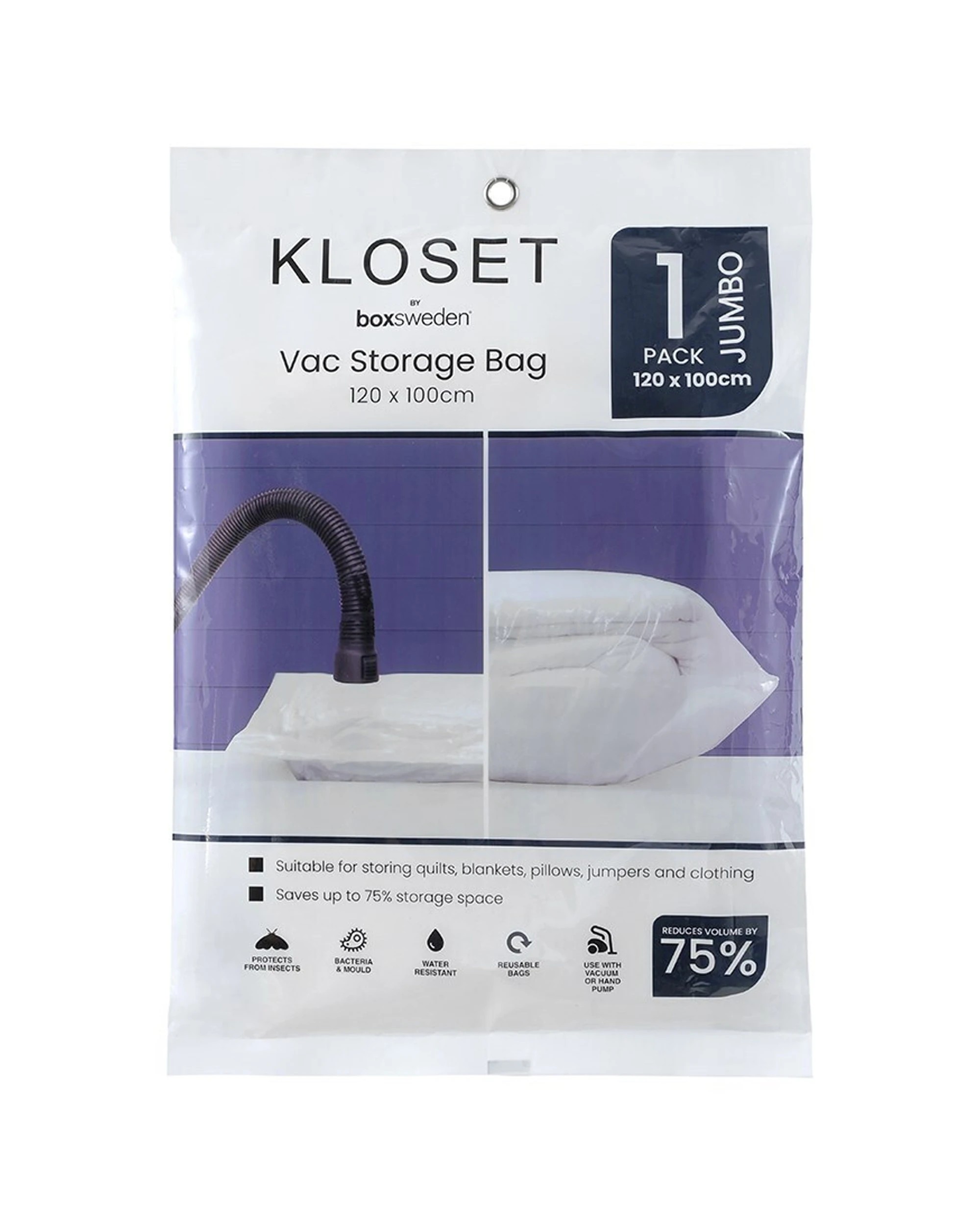 2 Boxsweden 4pc Kloset Vac Storage Bag Organiser Reusable Space-Saver 120x100cm - Multi, 2 of 6