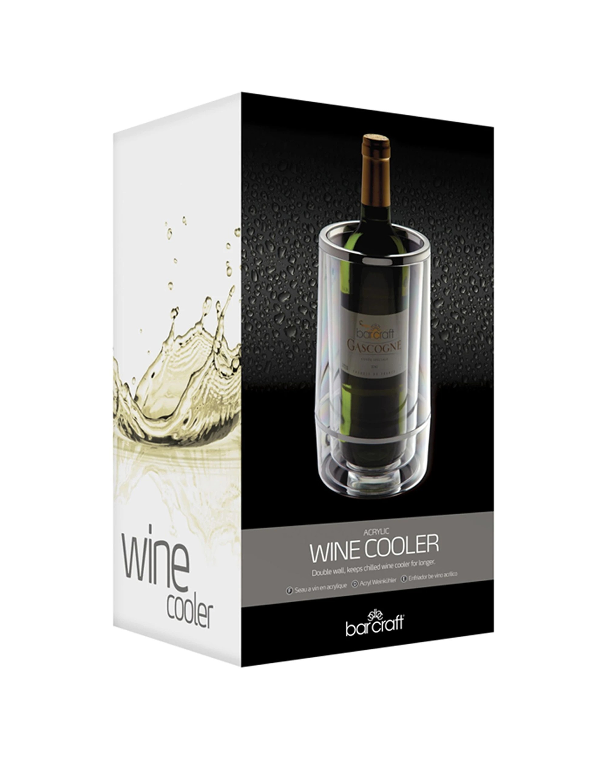 1 BarCraft Double Wall Acrylic Wine Bottle Cooler Chiller Durable Design - Clear, 1 of 3