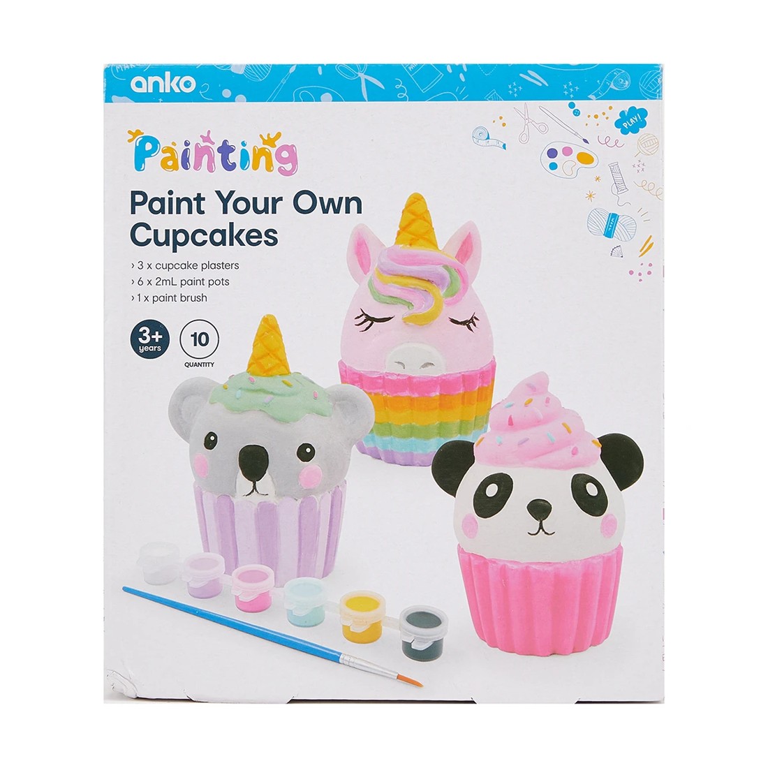 1 10 Piece Paint Your Own Cupcakes, 1 of 10