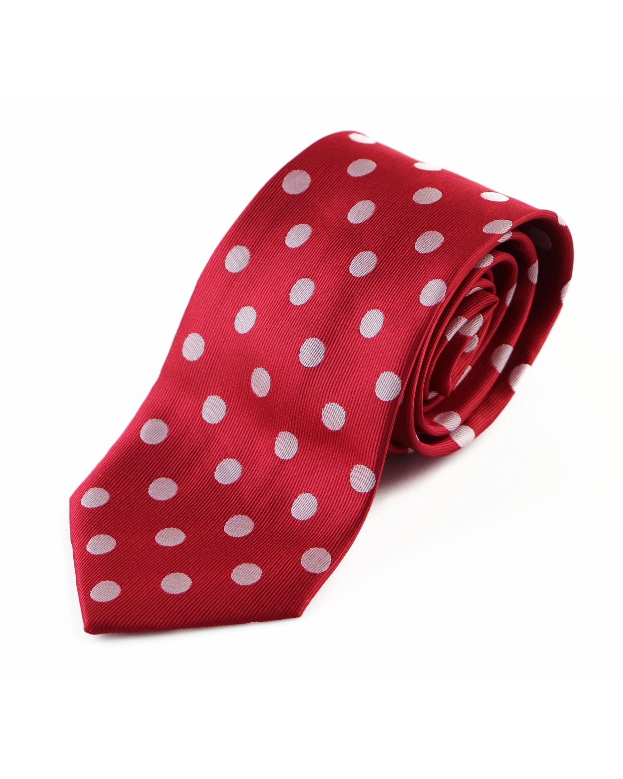 2 Zasel Mens Red & White Polka Dot Patterned 8cm Neck Tie, 2 of 2