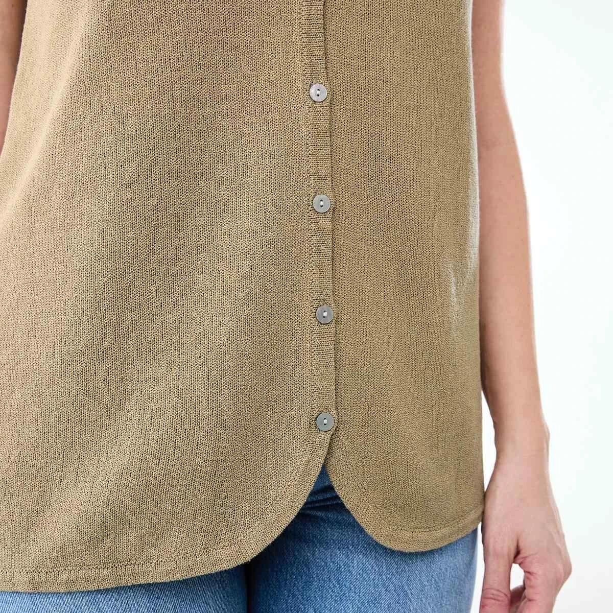 6 Sleeveless Longline Vest KELP BROWN, 6 of 6