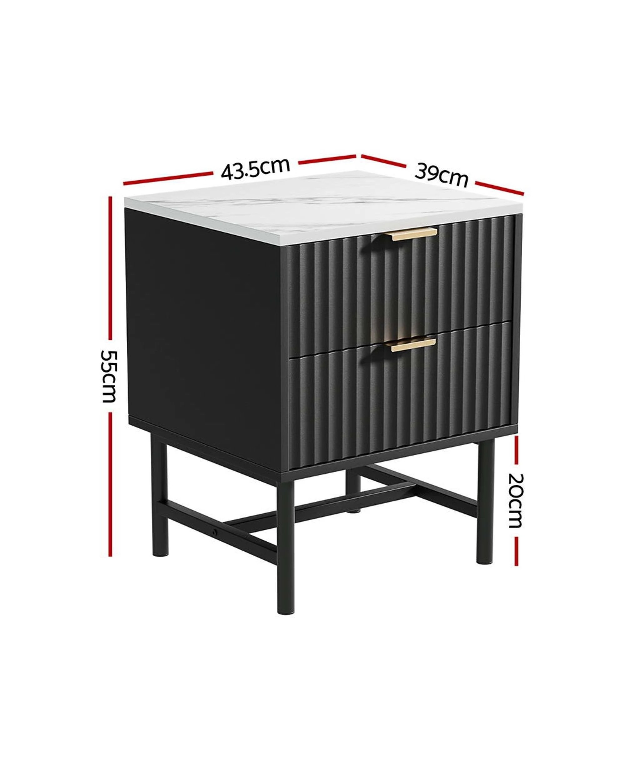 2 Artiss Bedside Table 2 Drawers
 - Black, 2 of 3