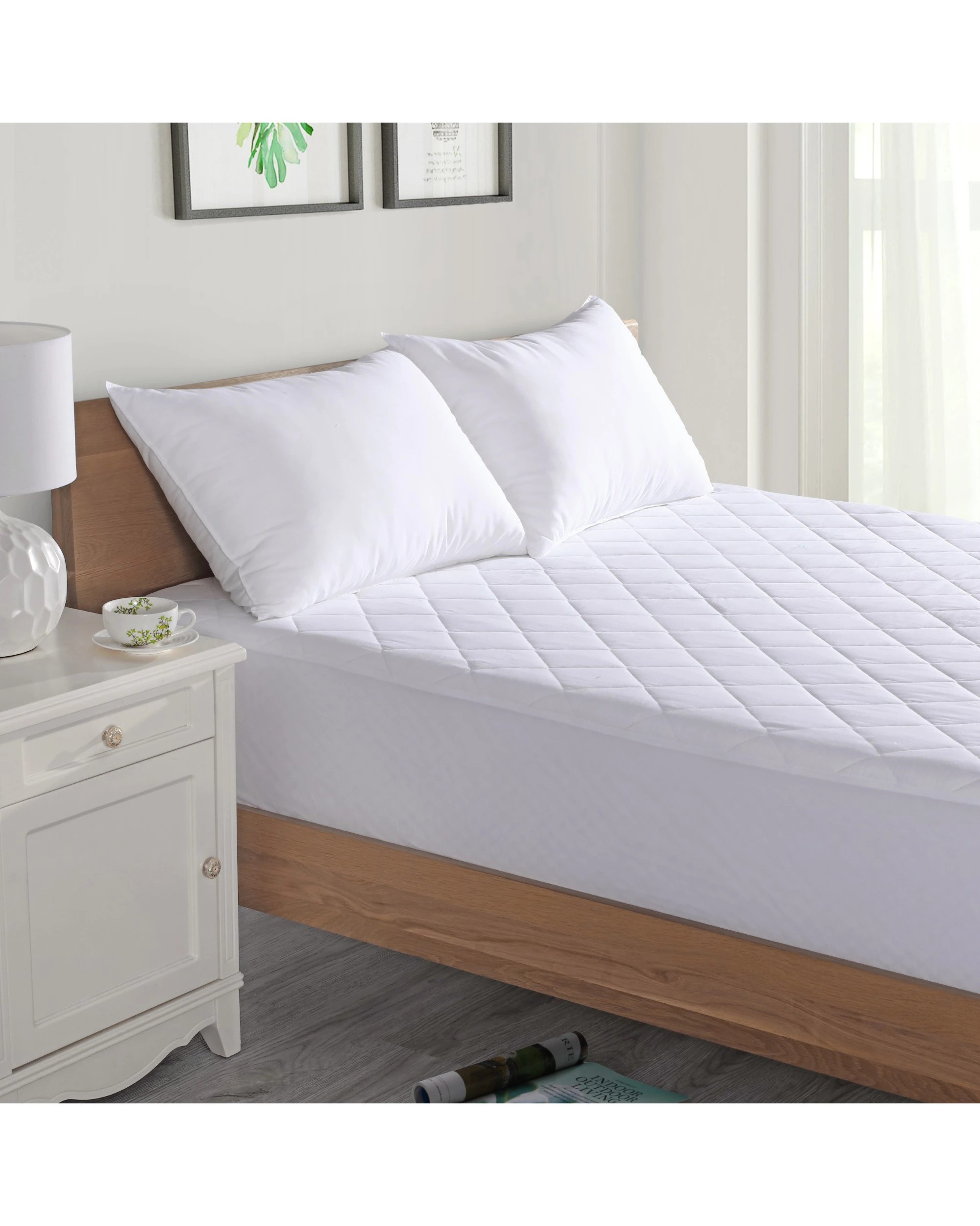 5 Dreamaker Quilted Cotton Cover Fitted Mattress Protector - Queen Bed - White, 5 of 6