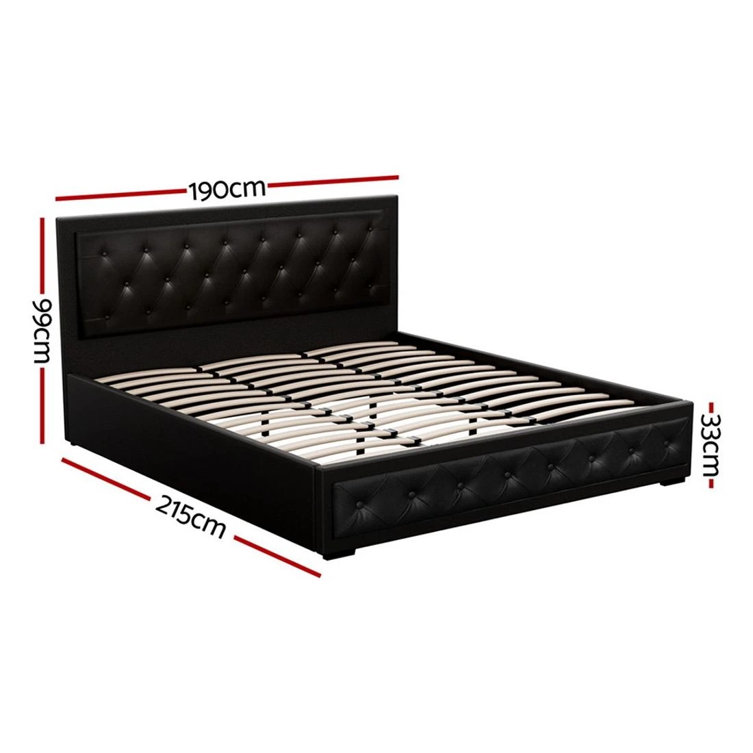 3 Artiss Bed Frame King Size Gas Lift  TIYO - Black, 3 of 8