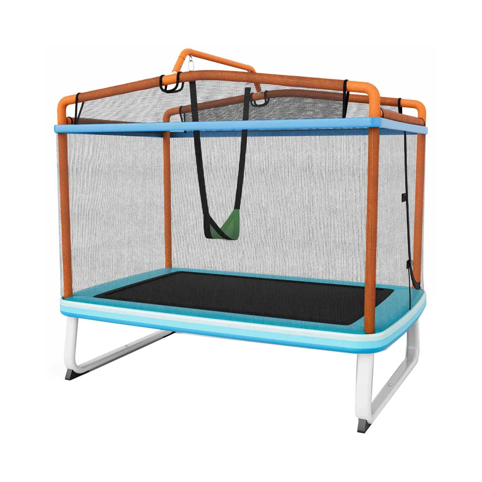 1 Costway Kids Trampoline w/Swing/Horizontal Bar Indoor Outdoor Jumping Fun Orange, 1 of 2