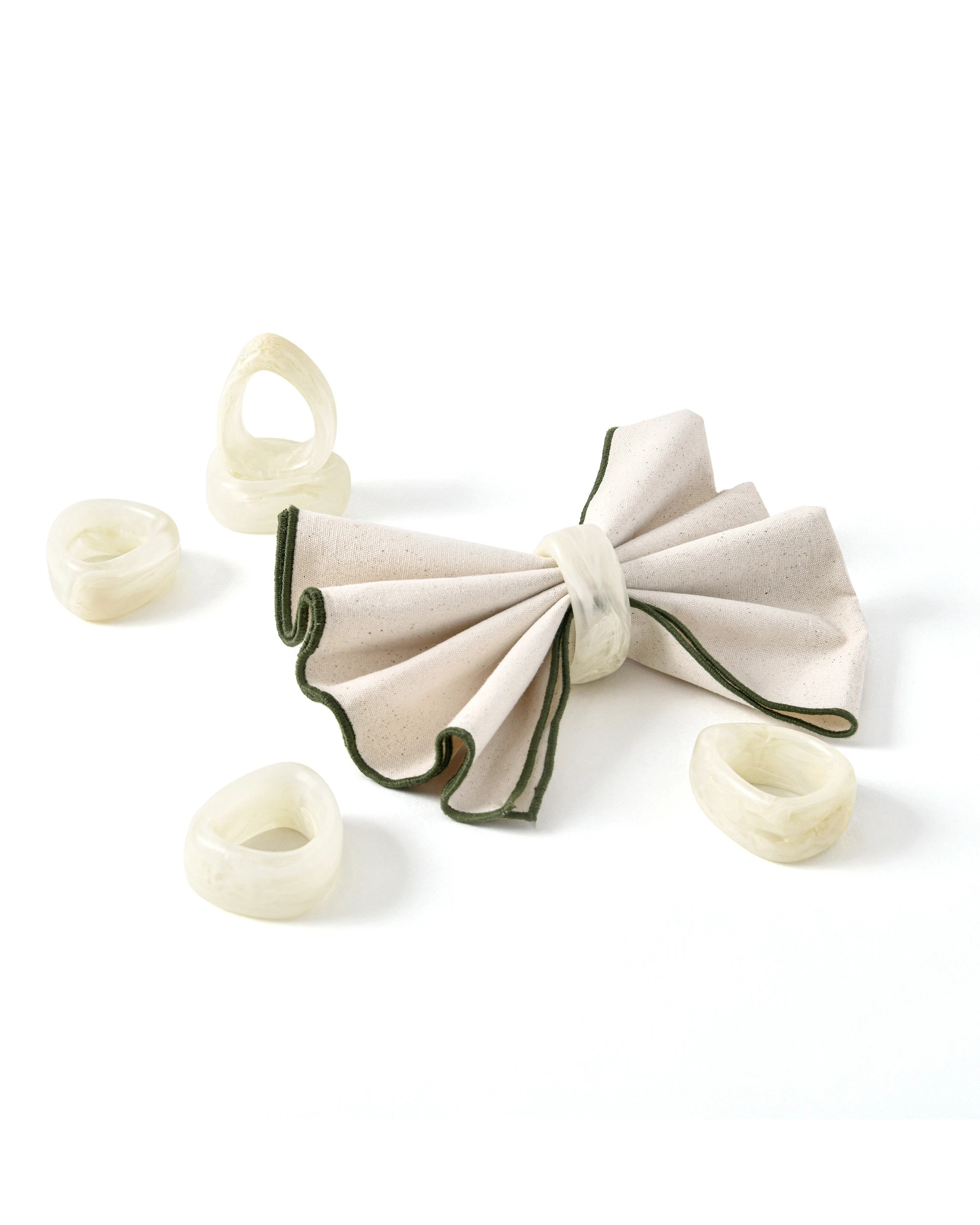 4 Cadence & Co. Chianti Resin Napkin Rings Set of 6 - Vanilla, 4 of 6