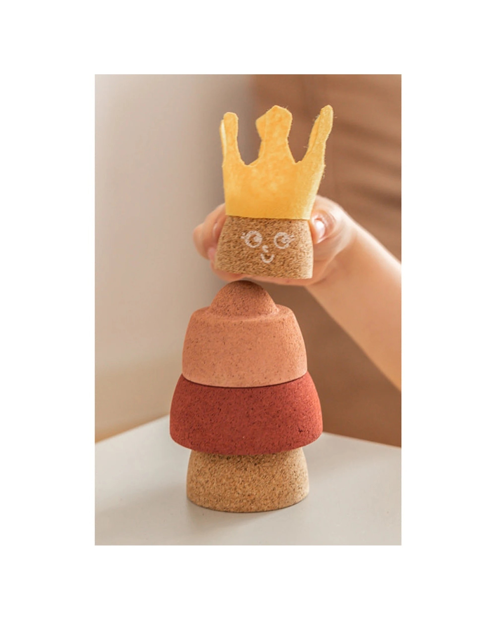 3 Korko Queen Stacking Toy Cork Figure With Felt Crown Creative Play - Natural, 3 of 3