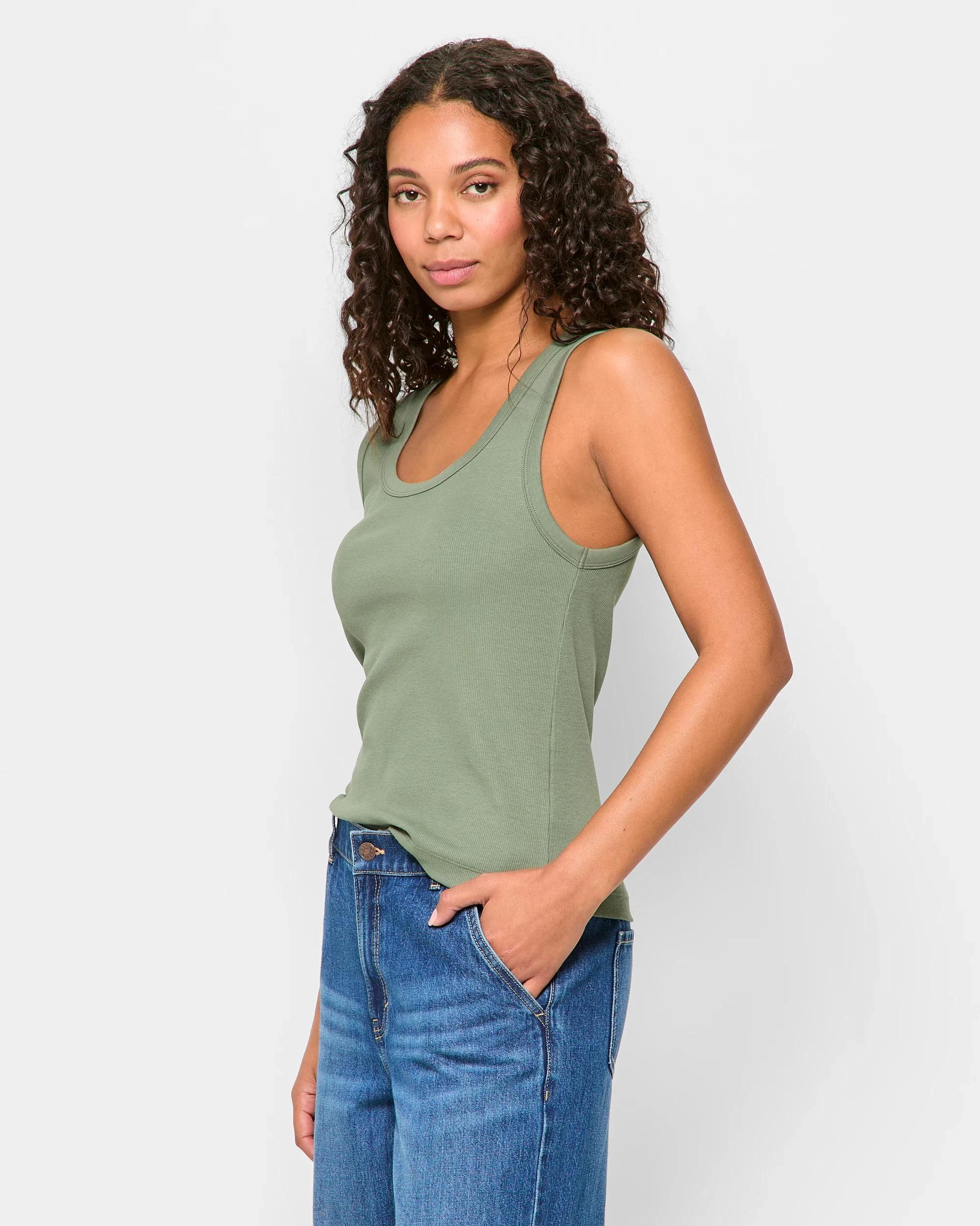 3 Target Australian Cotton Rib Tank Top KALE, 3 of 5