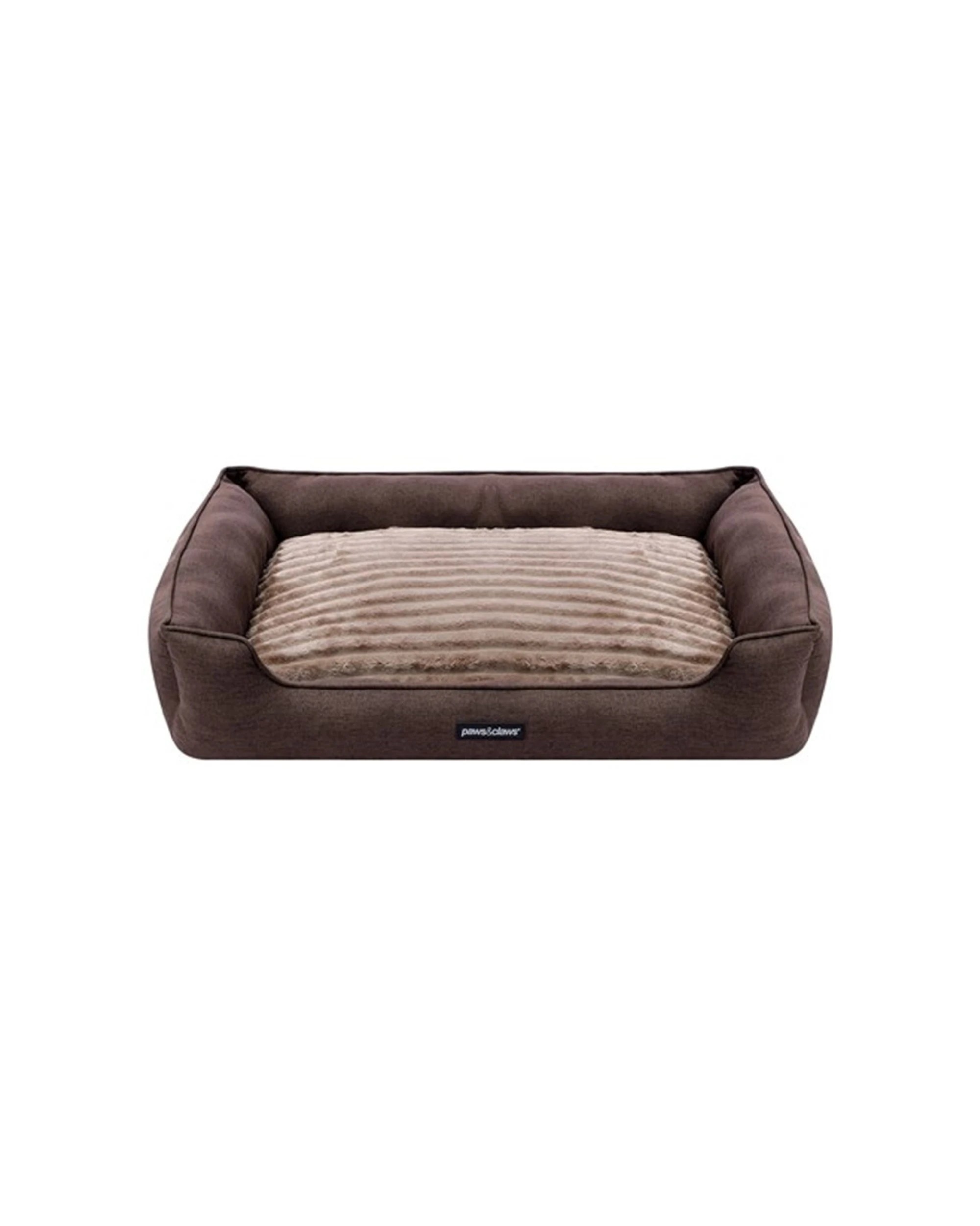 1 Paws And Claws Pia Ribbed Chinchilla Pet Bed Large Size Ultra Soft 80x60x20cm - Brown, 1 of 4