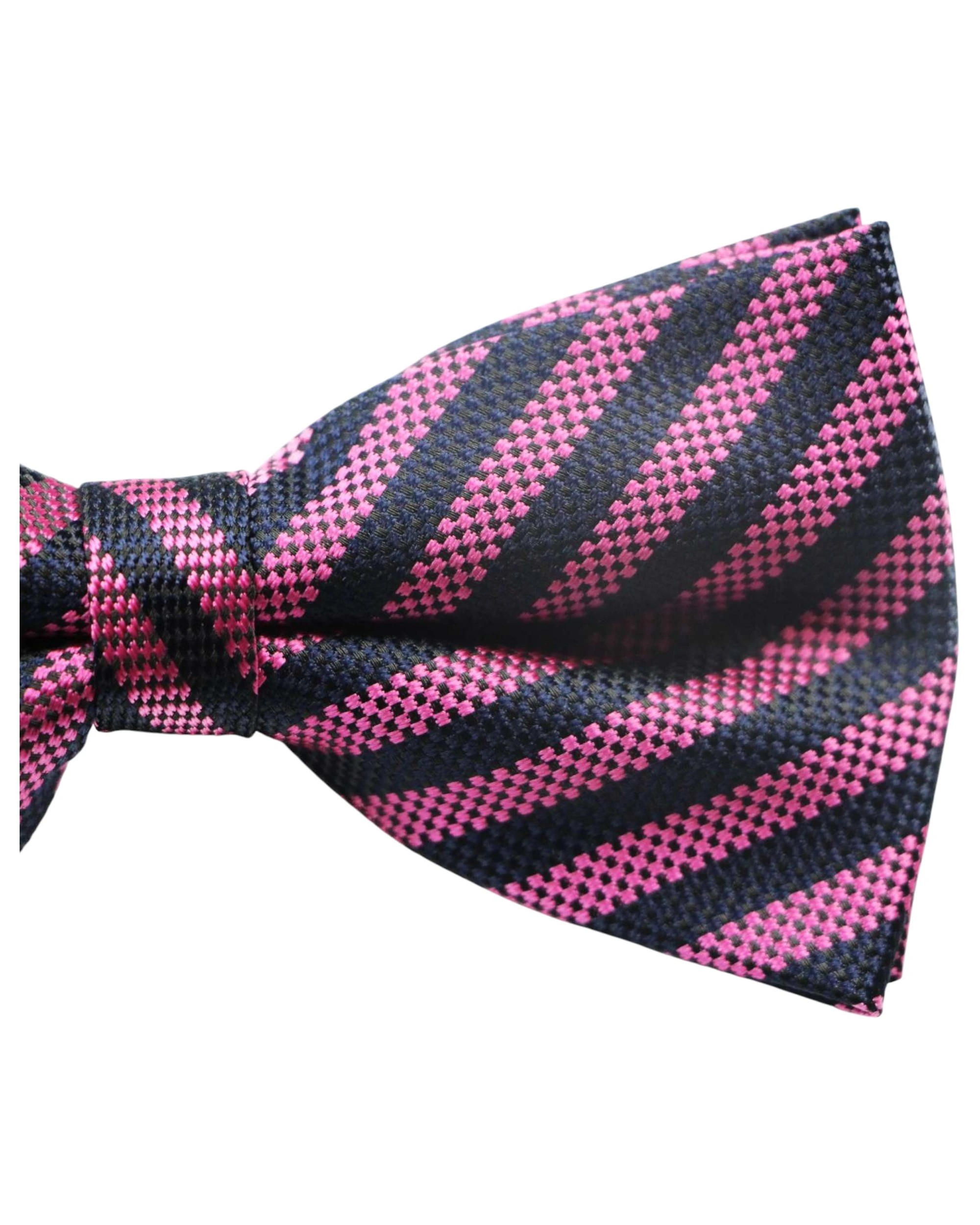 3 Zasel Mens Pink & Navy Stripe Patterned Bow Tie, 3 of 3