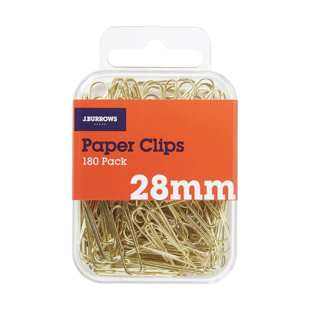 3 J.Burrows 28mm Paper Clips Gold 180 Pack, 3 of 3