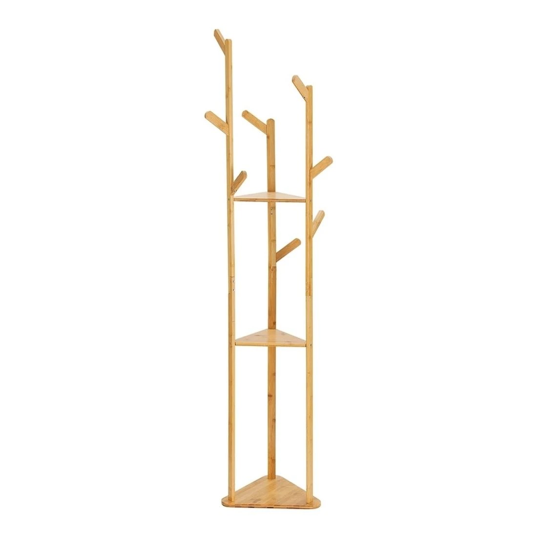 4 Artiss Clothes Rack Airer Coat Stand 9 Hooks Bamboo Garment Rack Portable Heavy Duty Wheels Adjustable Anti Slip - Brown, 4 of 8