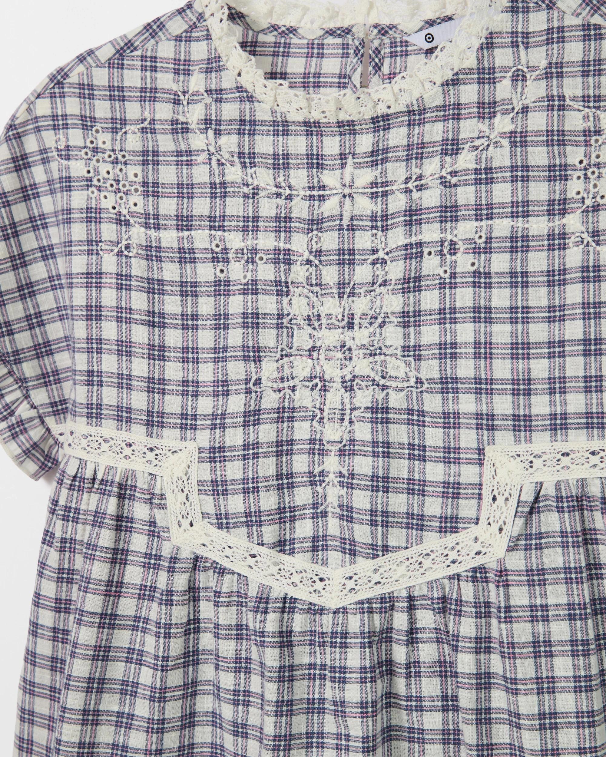 6 Target Kids Woven Short Sleeve Embroidered Top CHECK, 6 of 6