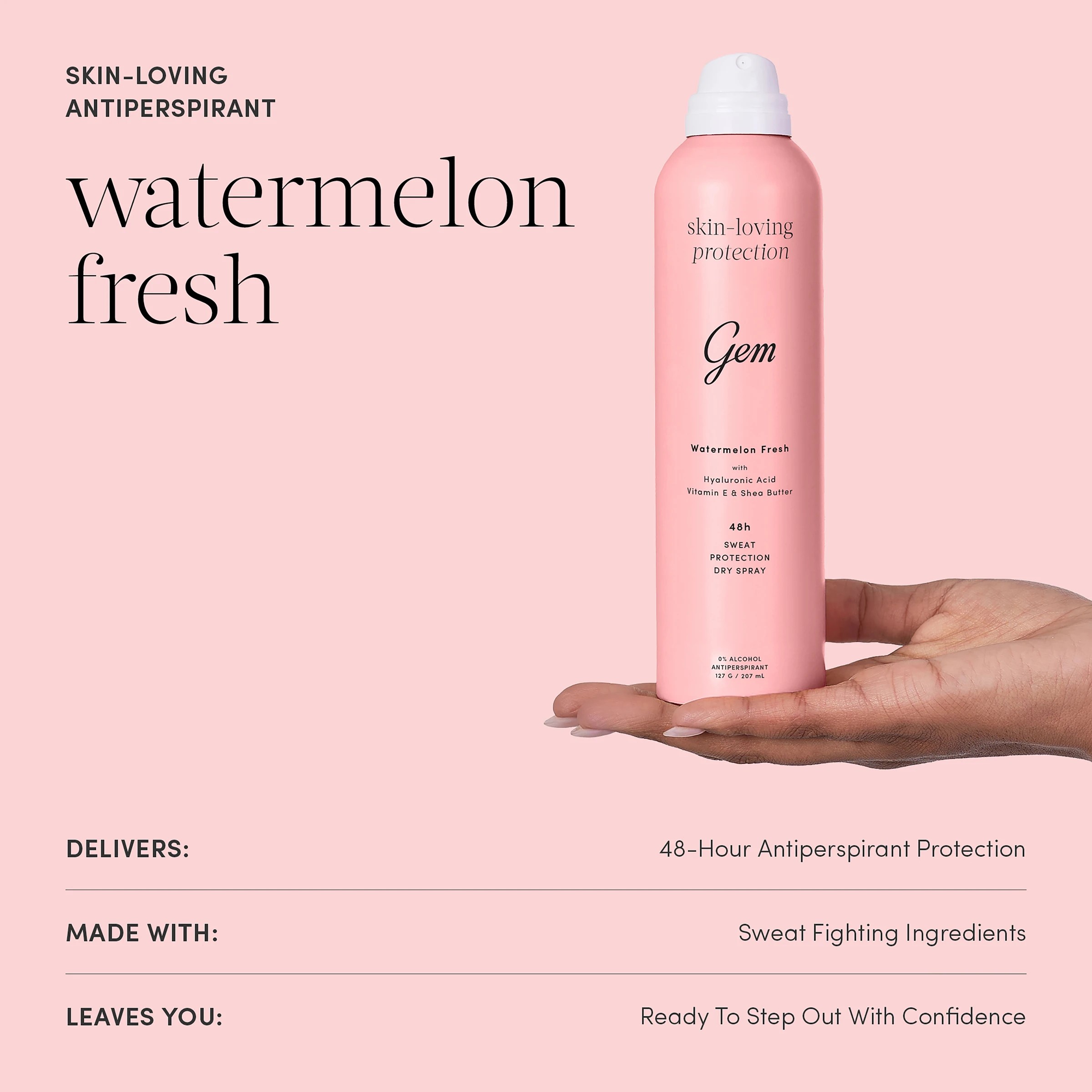 4 Gem Watermelon Fresh Skin-Loving Deodorant 207ml - Hyaluronic Acid, Vitamin E and Shea Butter, 4 of 6