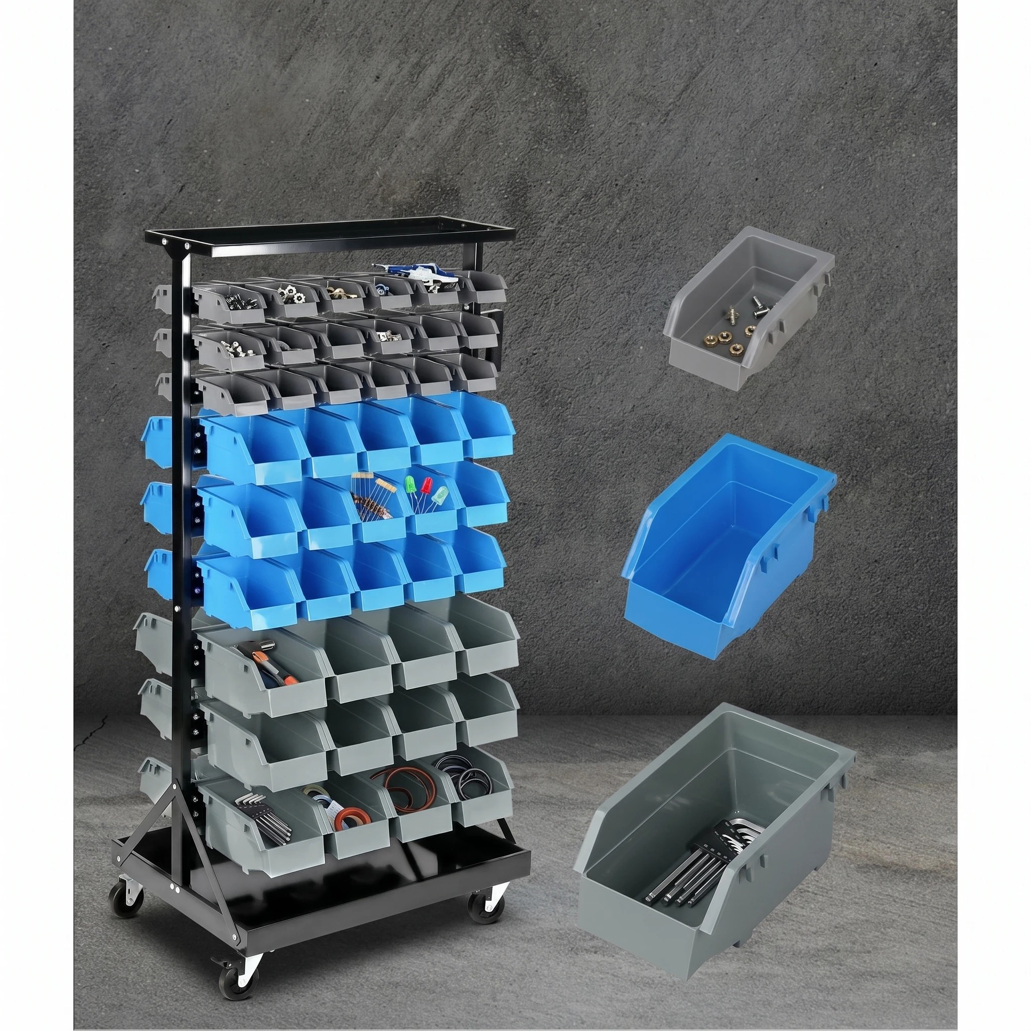 2 Giantz 90 Storage Bin Rack Stand Double-sided - Multi, 2 of 9