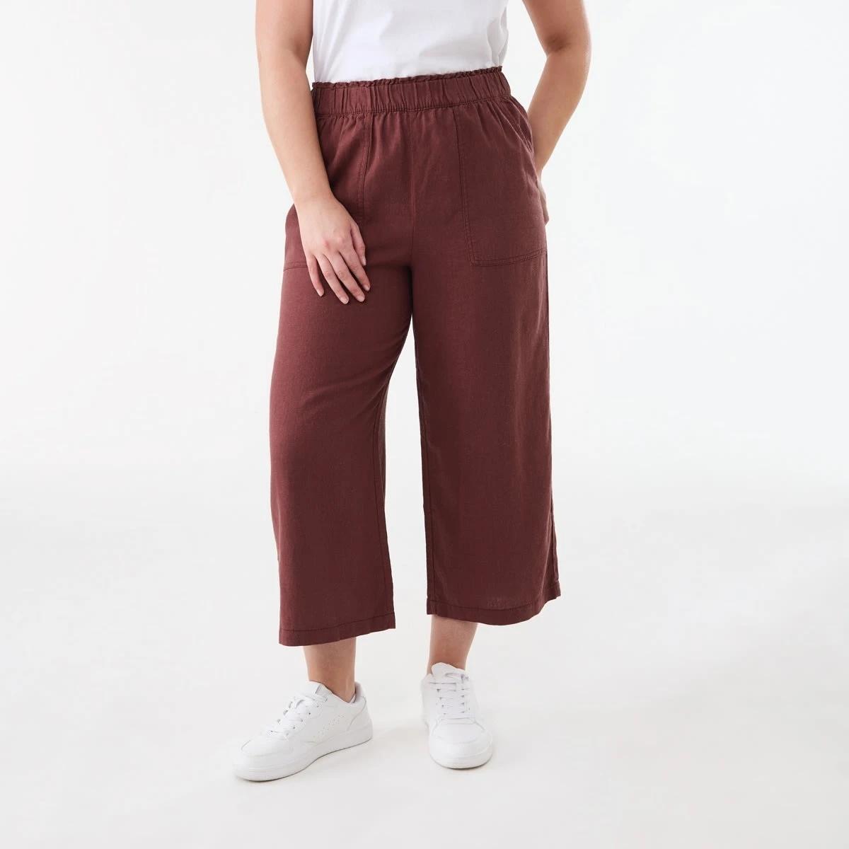 1 Linen Blend Culottes DARK HENNA, 1 of 5