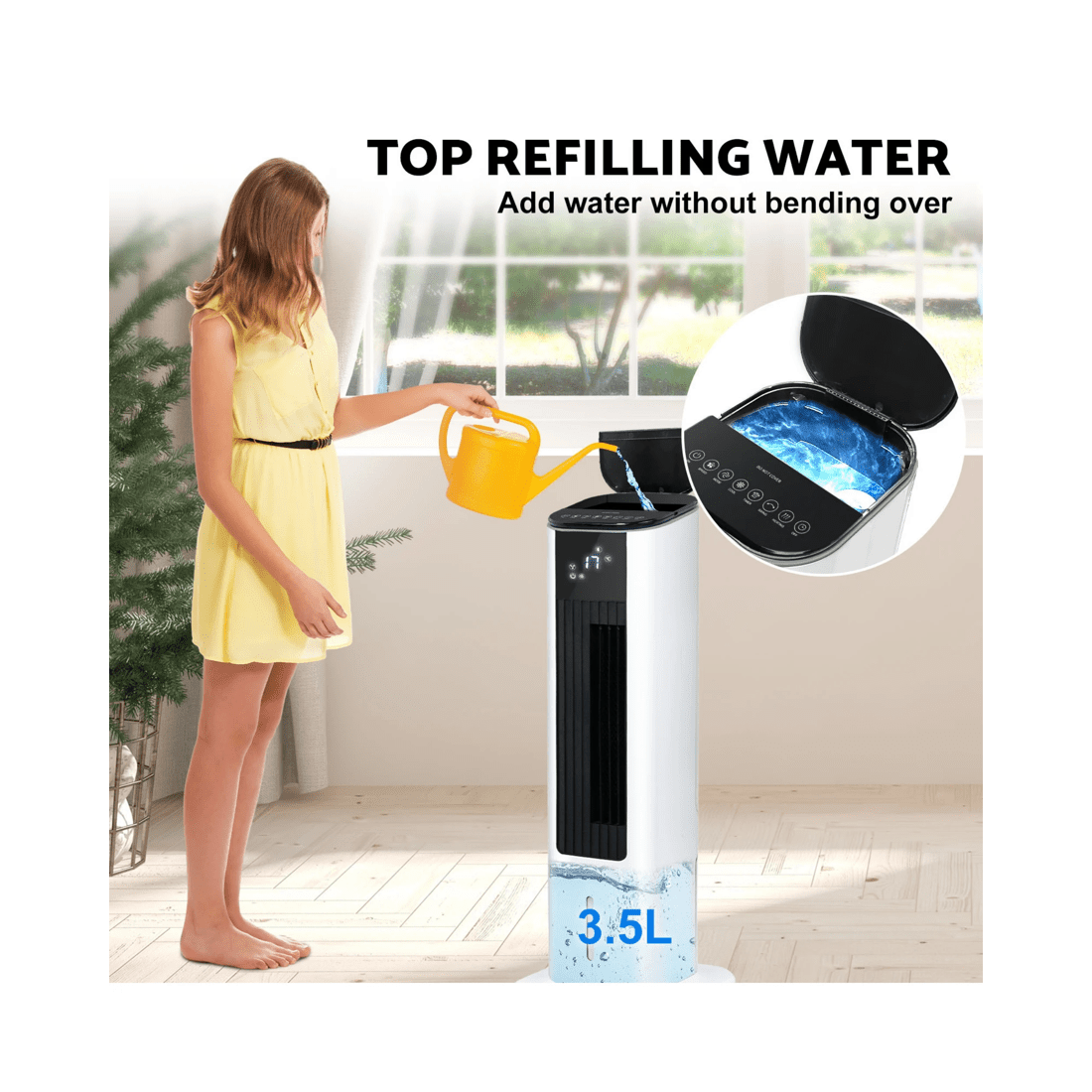 4 Advwin Air Cooler & Heater Fan, 4-in-1 Portable Oscillating Fan, With 3.5l Tank, Humidifier, 12h Timer For Home, Office, 4 of 7