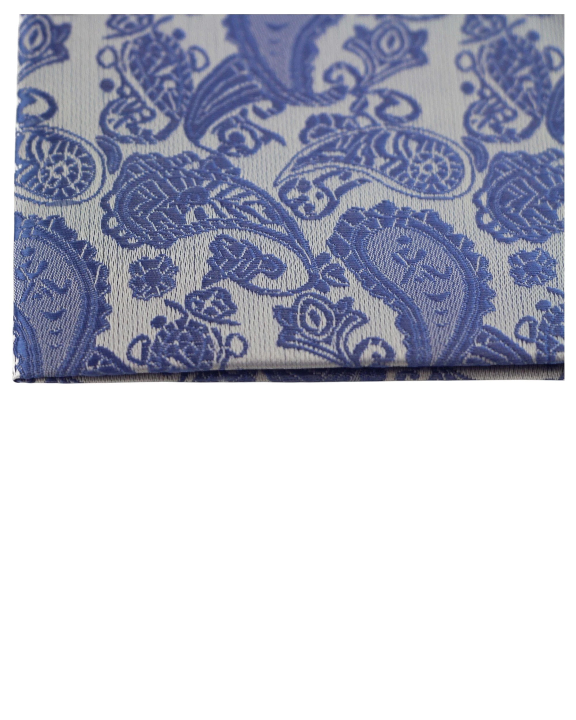 2 Zasel Mens Paisley Silk Pocket Square - Blue - Blue, 2 of 4