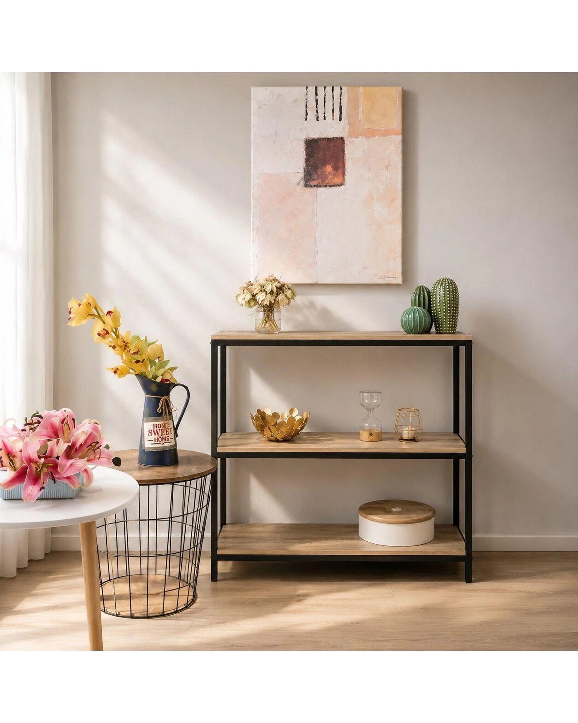 7 Rome Industrial Style 3-Tier Storage Bookshelf Oak, 7 of 10
