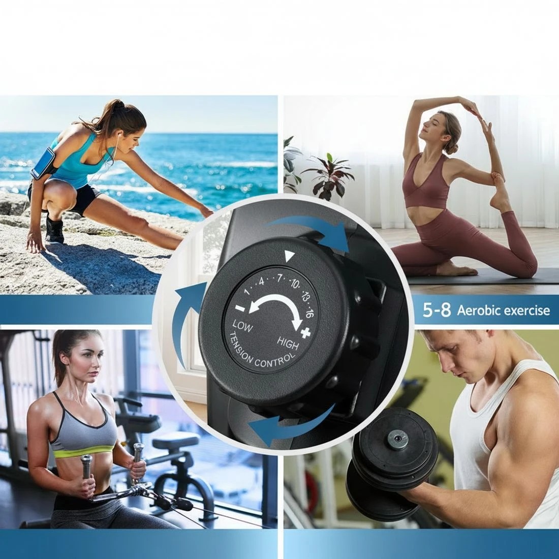 6 Everfit 16 Level Magnetic Rowing Machine for Home with App Connect Walnut - Pine, 6 of 6