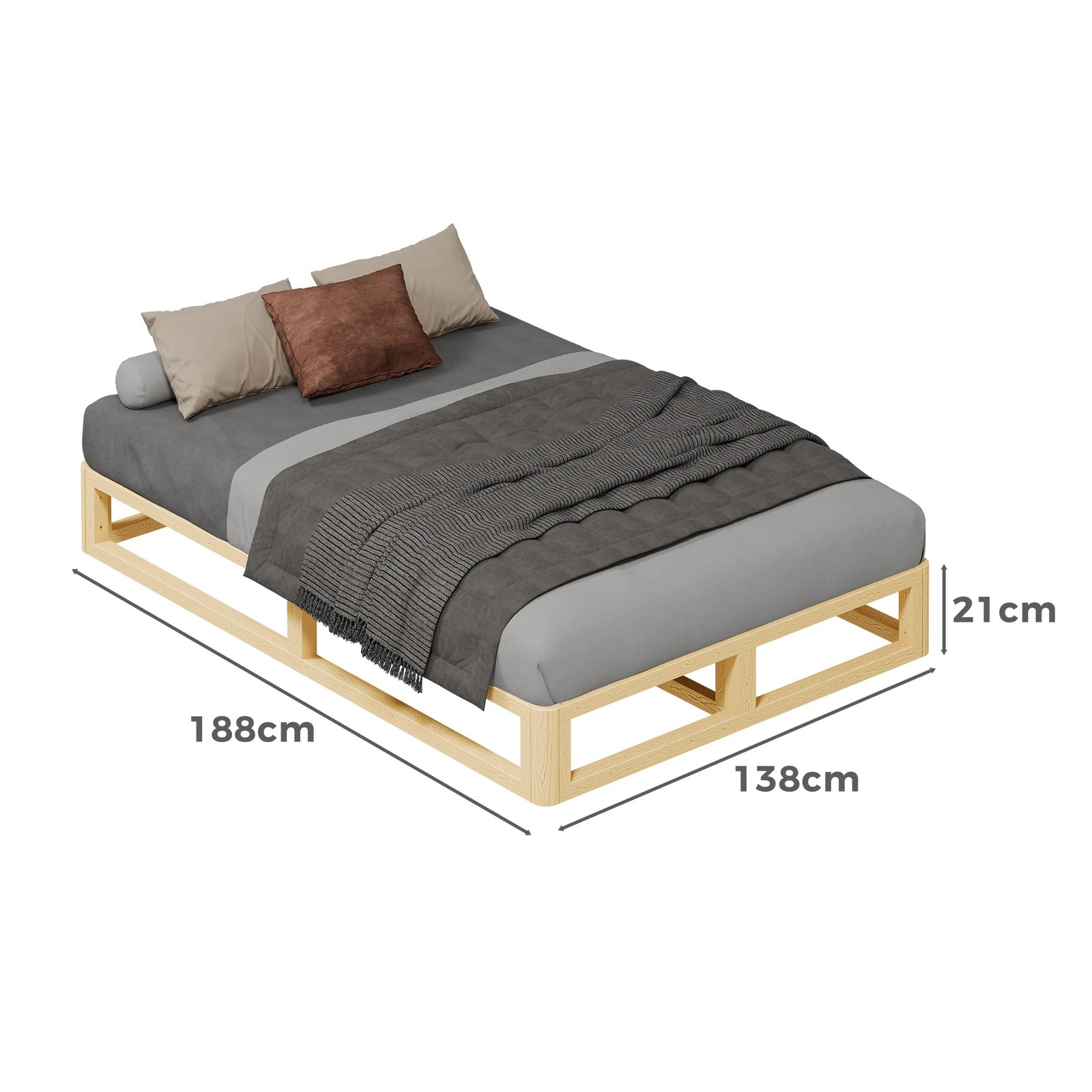 9 Alfordson Bed Frame Wooden Timber Double Size Mattress Base Platform Jacob - Natural, 9 of 10