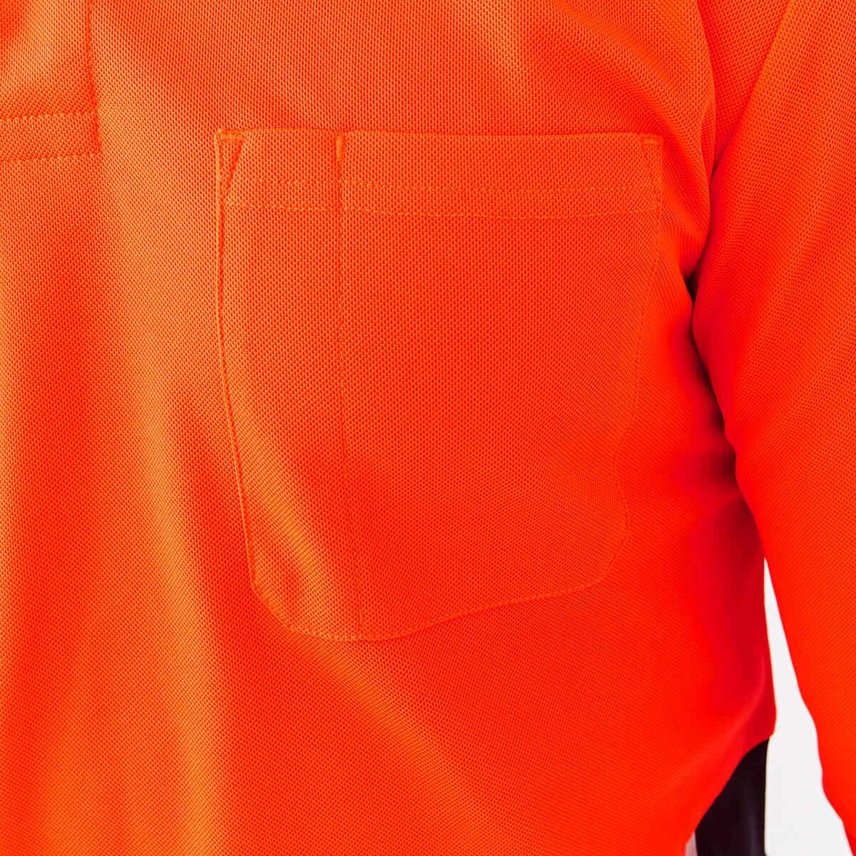 6 Workwear Long Sleeve Hi-Visibility Cool Polo Shirt SAFETY ORANGE, 6 of 7