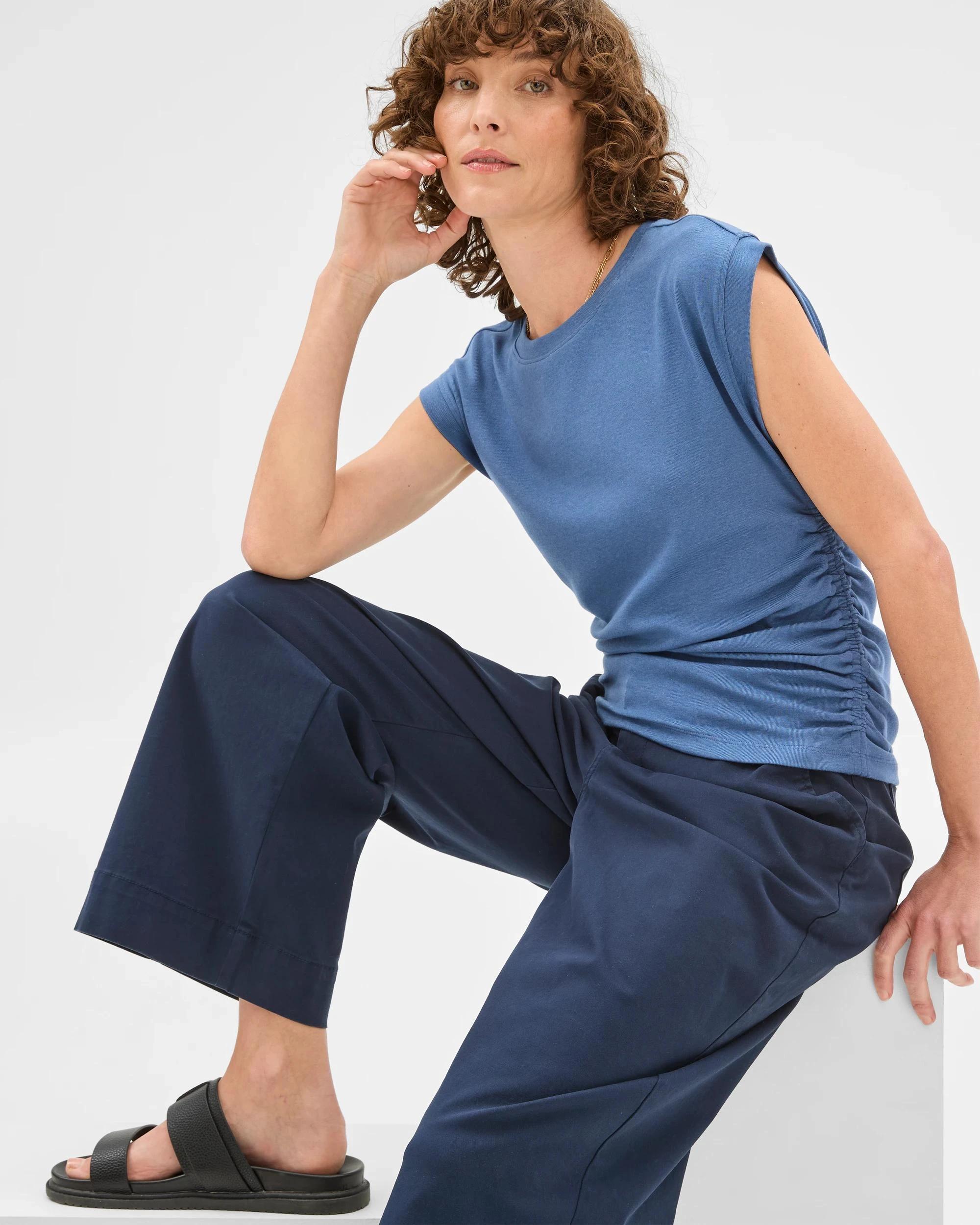 7 Target Gathered Waist Muscle T-Shirt BLUE JAY, 7 of 7