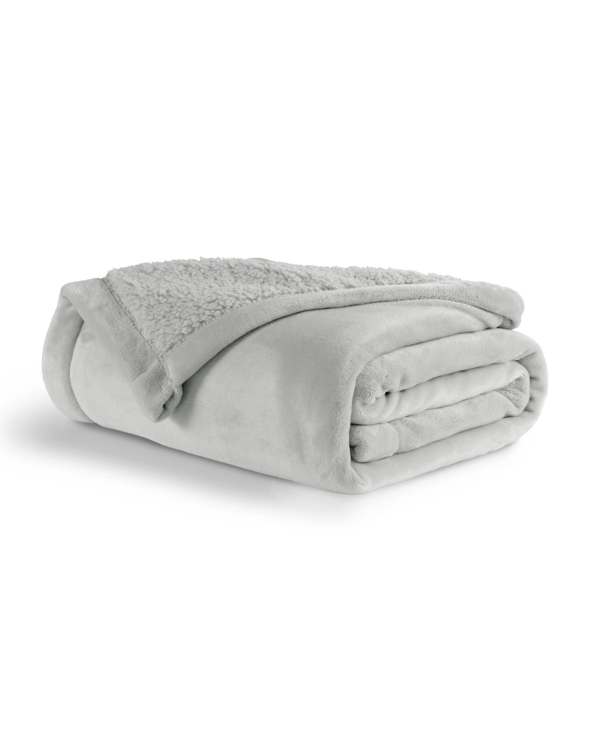 3 Serene Hudson Fleece and Sherpa Reverse Blanket 240x250cm (Queen/King Bed) - Grey, 3 of 6