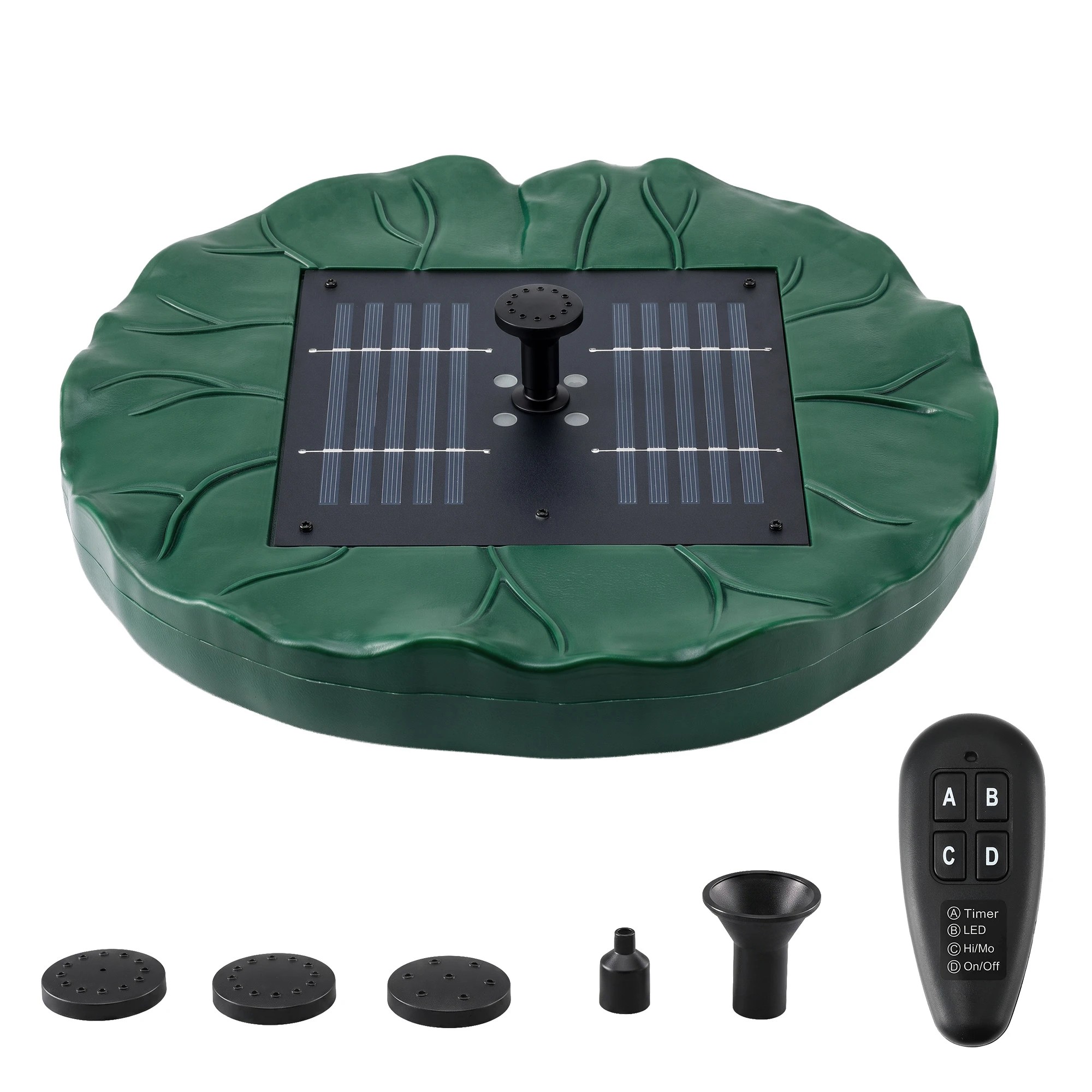 1 Gardeon Solar Fountain Pumps Bird Bath Floating Lotus Water Feature 31cm - Green, 1 of 9