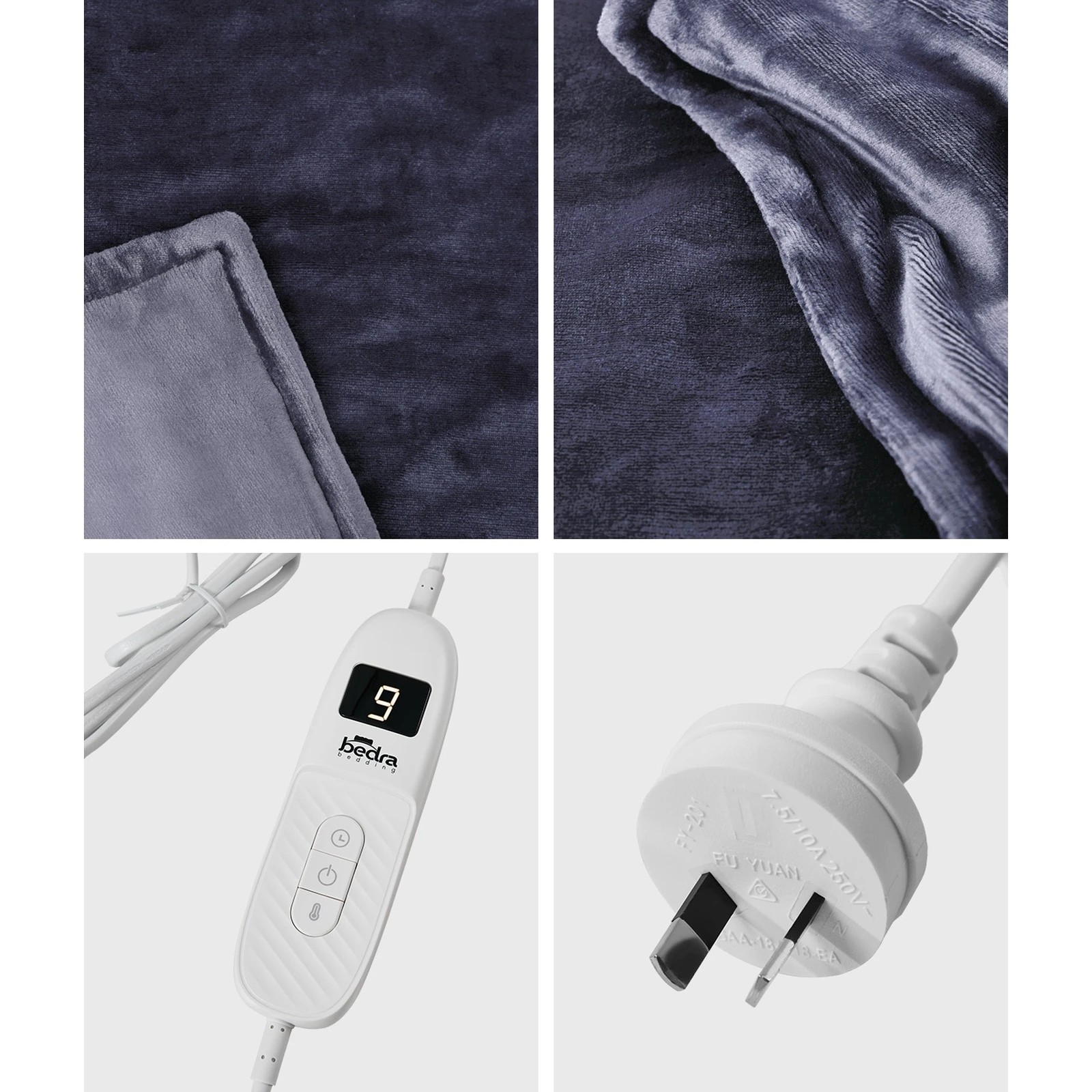 7 Bedra Bedding Electric Throw Rug Washable Heated Blanket Flannel Winter Warm - Single Bed - Purple, 7 of 10