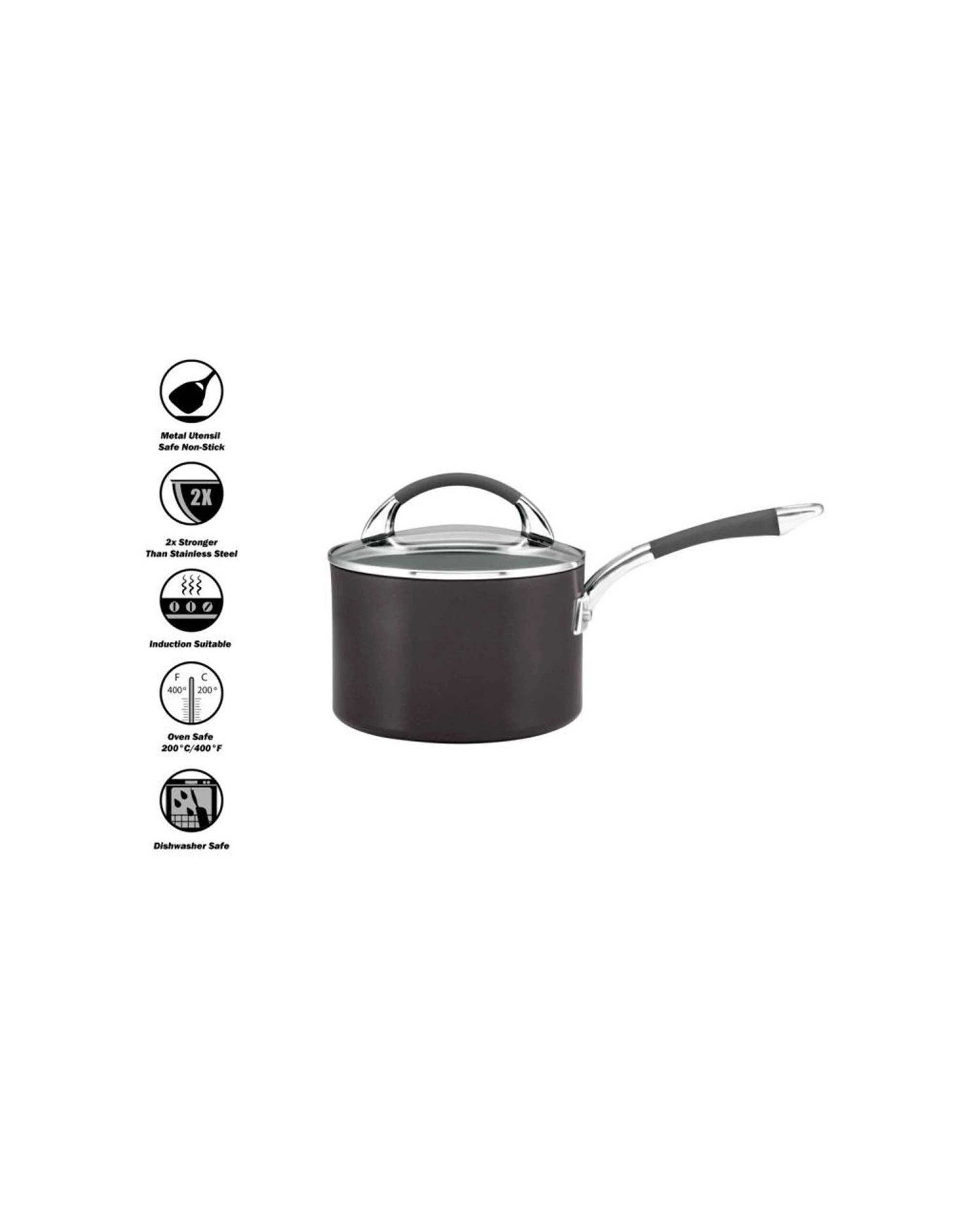 4 Anolon Endurance+ 18cm Stainless Steel Non-Stick Covered Saucepan with Steamer 2.8L - Plain, 4 of 7
