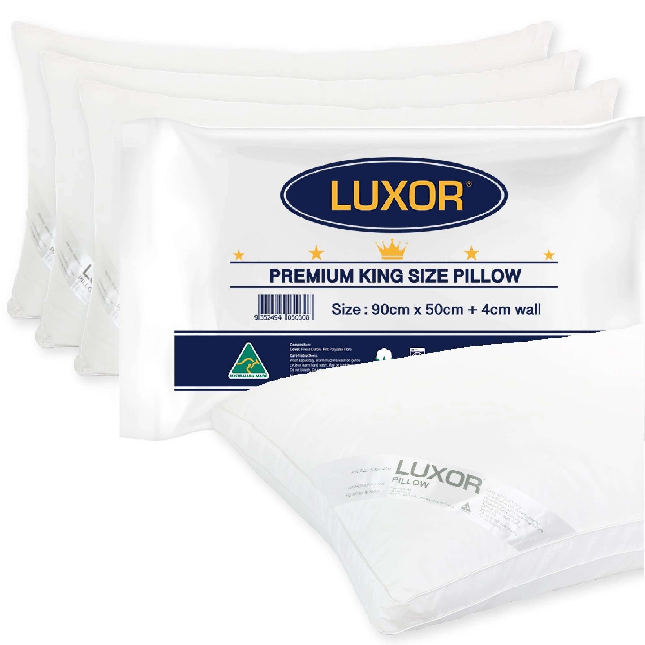 1 Luxor 4-Pack Hotel King Size Pillow with 4cm Wall, 1 of 1