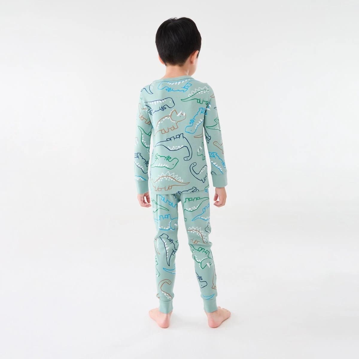 2 Rib Pyjama Set Blu Dino, 2 of 8