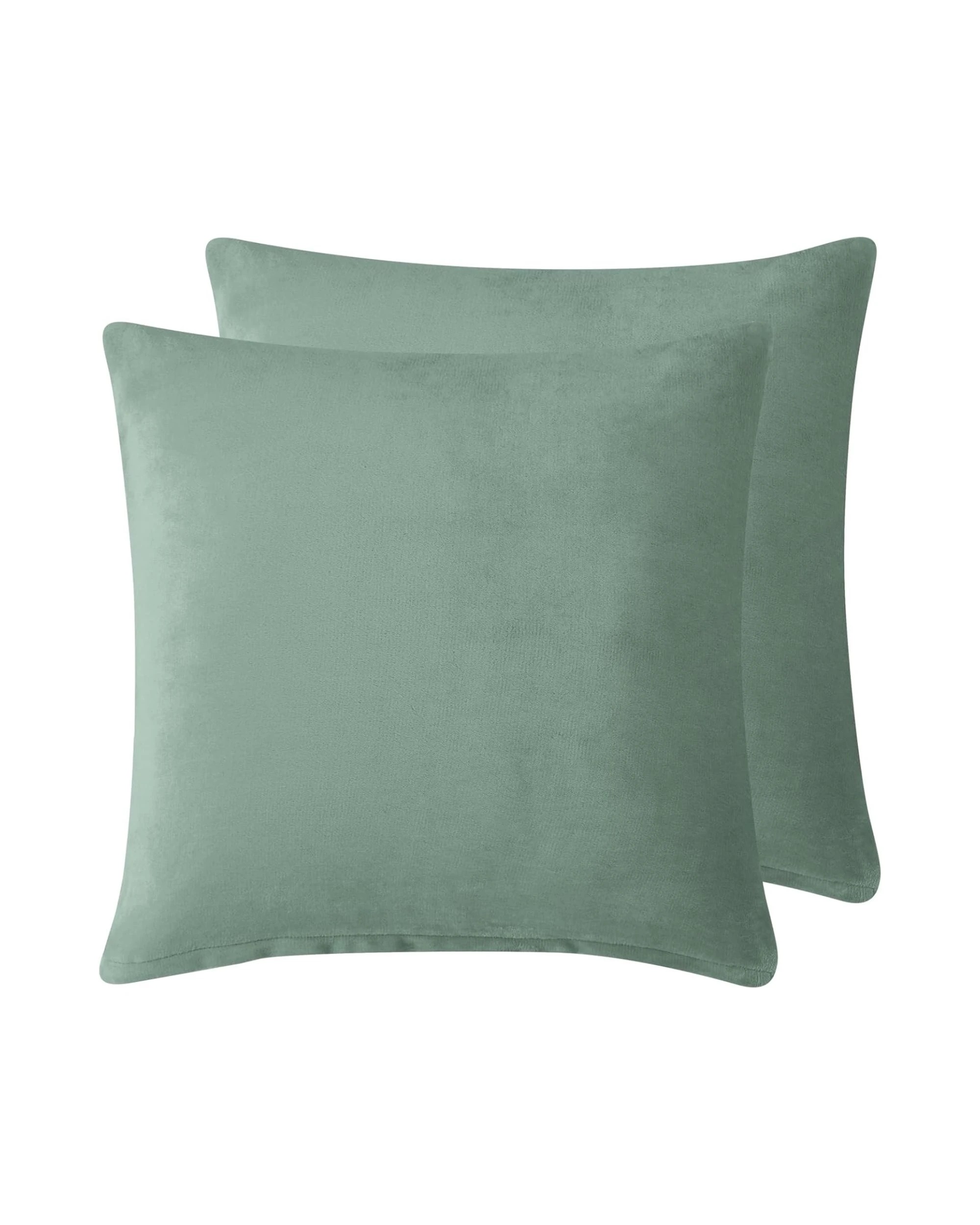 2 Gioia Casa 2-Pack Teddy Sherpa European Pillowcases Reversible Velvet - Sage, 2 of 8