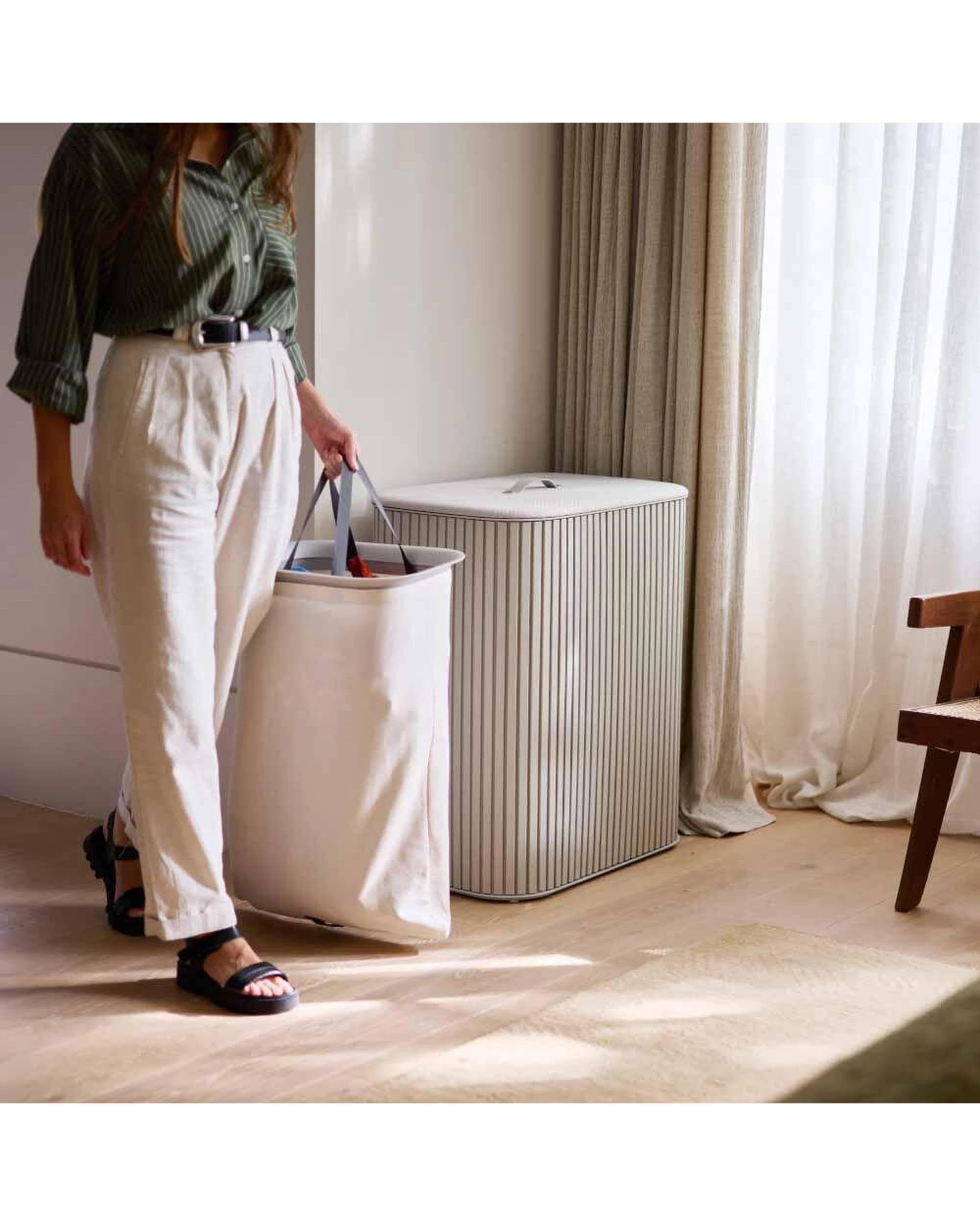 6 Joseph Joseph Tota Trio Luxe 90L Laundry Separation Basket Ecru, 6 of 7