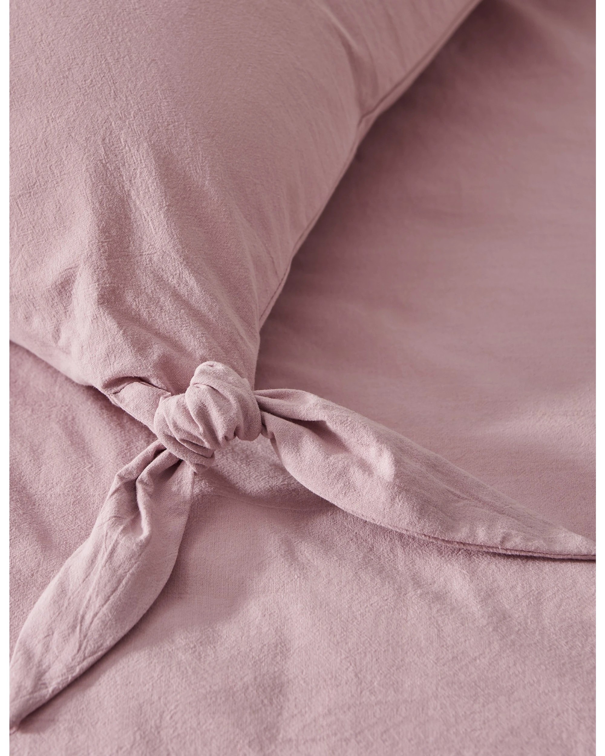 4 Dreamaker Bonnie Washed Cotton Quilt Cover Set with Bows Double Bed - Queen Bed - Pink Pearl, 4 of 9