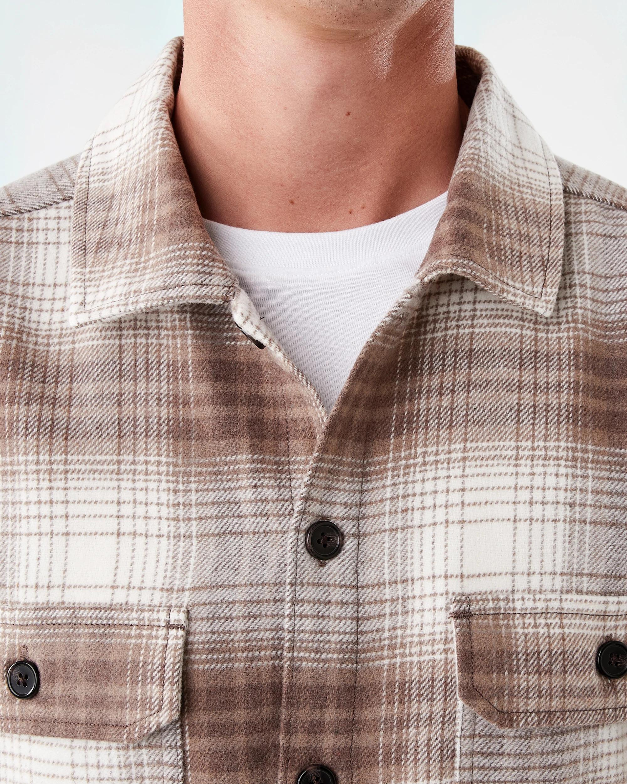 6 Long Sleeve Check Overshirt Brn Check, 6 of 9