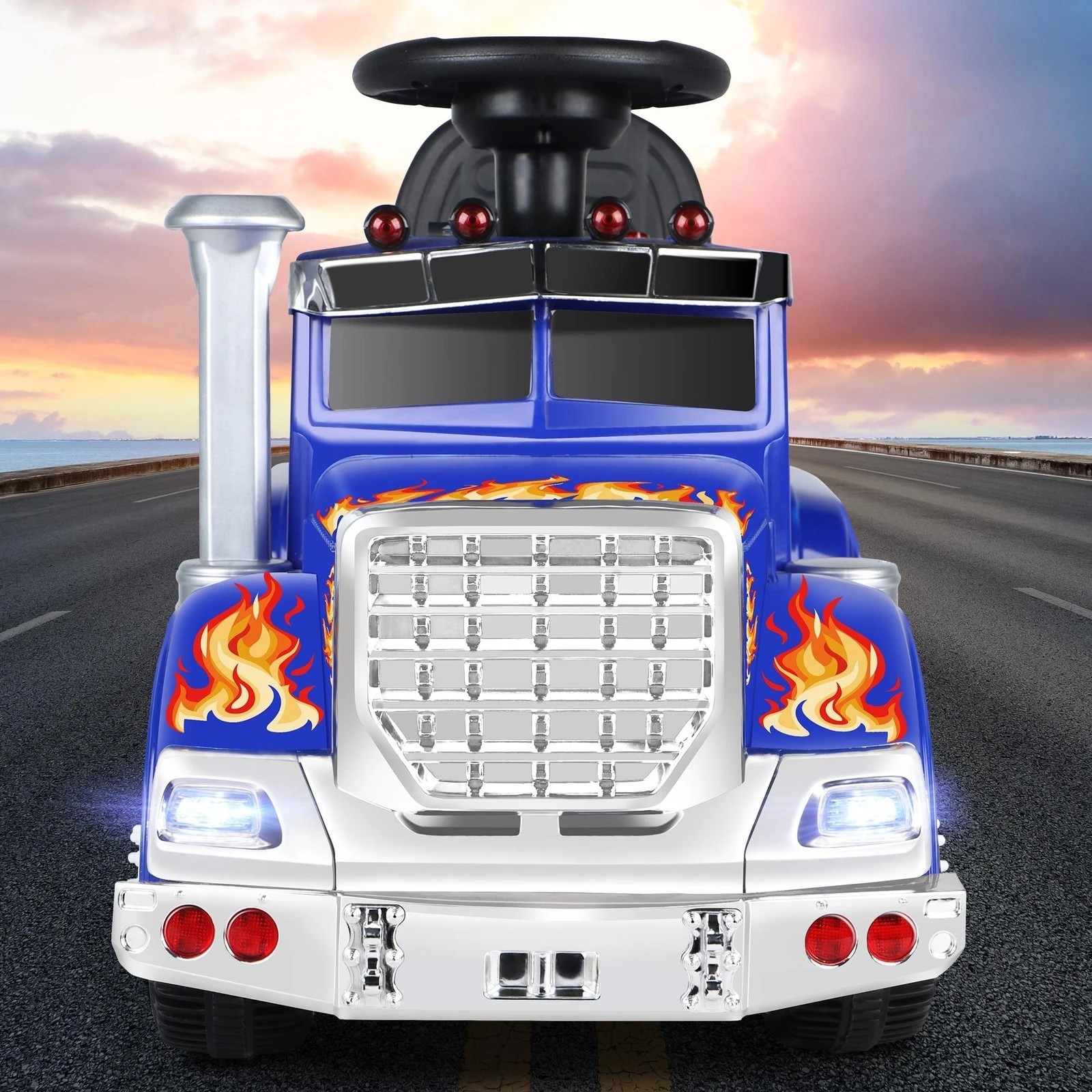 9 Alfordson Kids Ride On Car Electric Toy Truck 25W Motor w/ LED Lights - Blue, 9 of 9