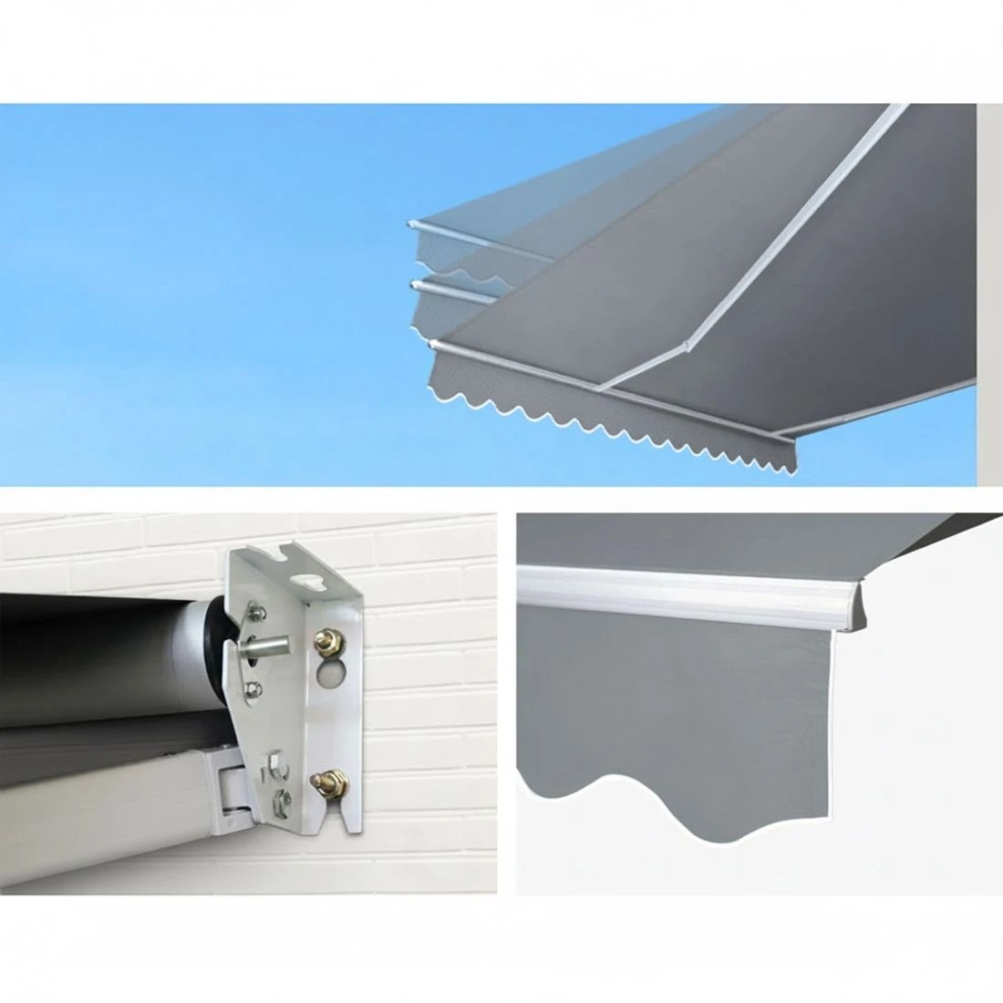 6 Instahut Retractable Folding Arm Awning Motorised Sunshade 3Mx2.5M Pearl - Grey, 6 of 6