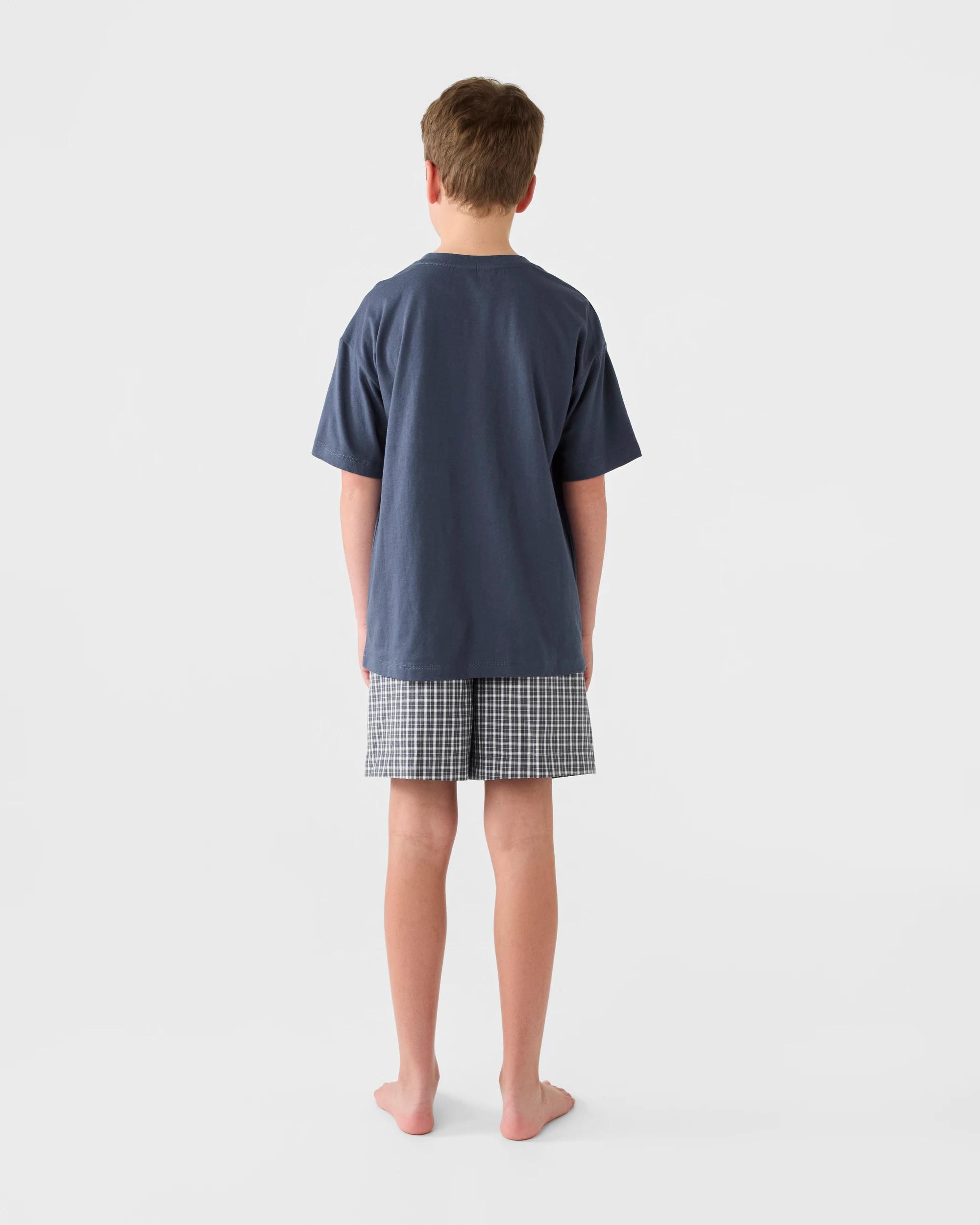 8 Short Sleeve Knit Woven Pyjama Set Drksea Blu, 8 of 9