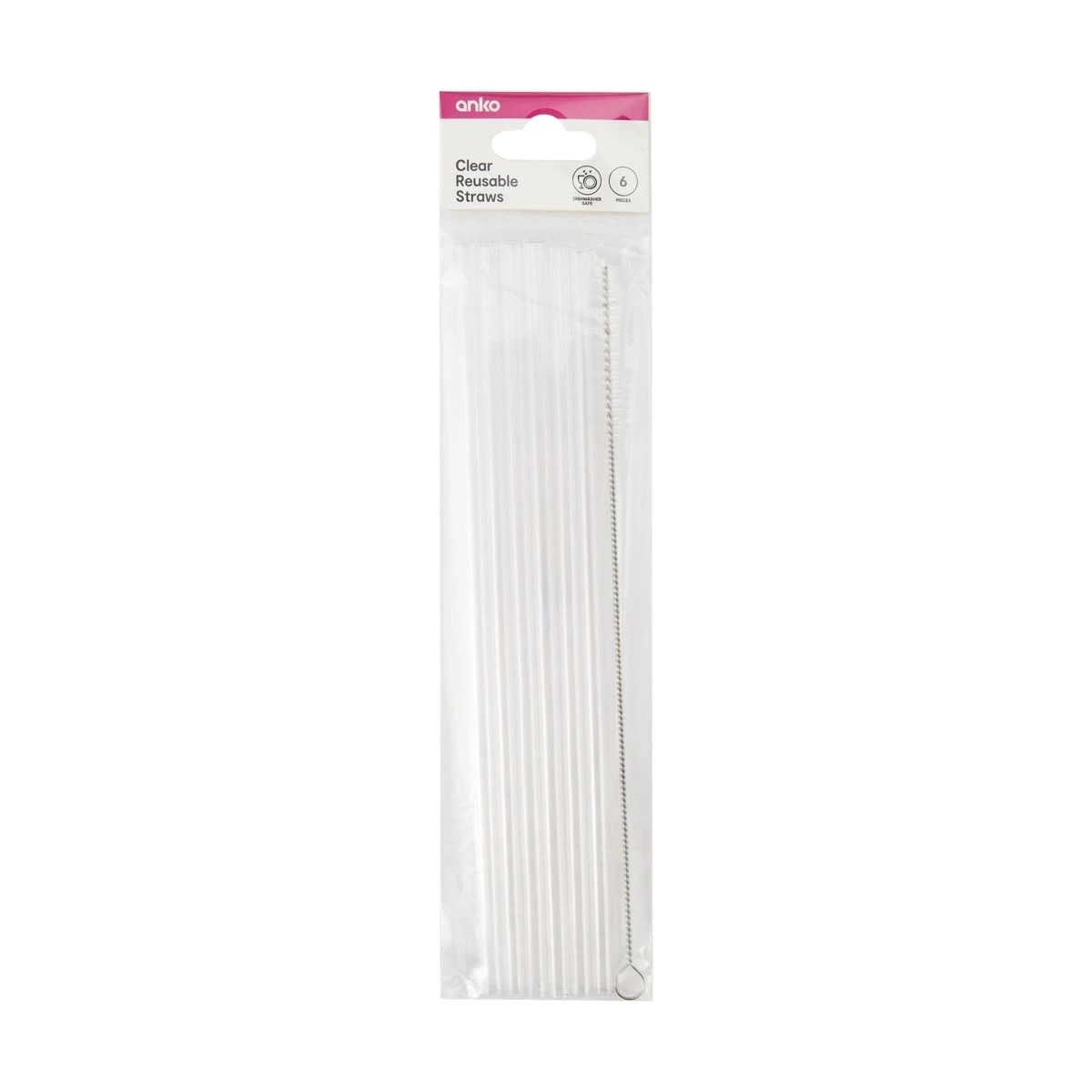 4 6 Piece Clear Reusable Straws, 4 of 4