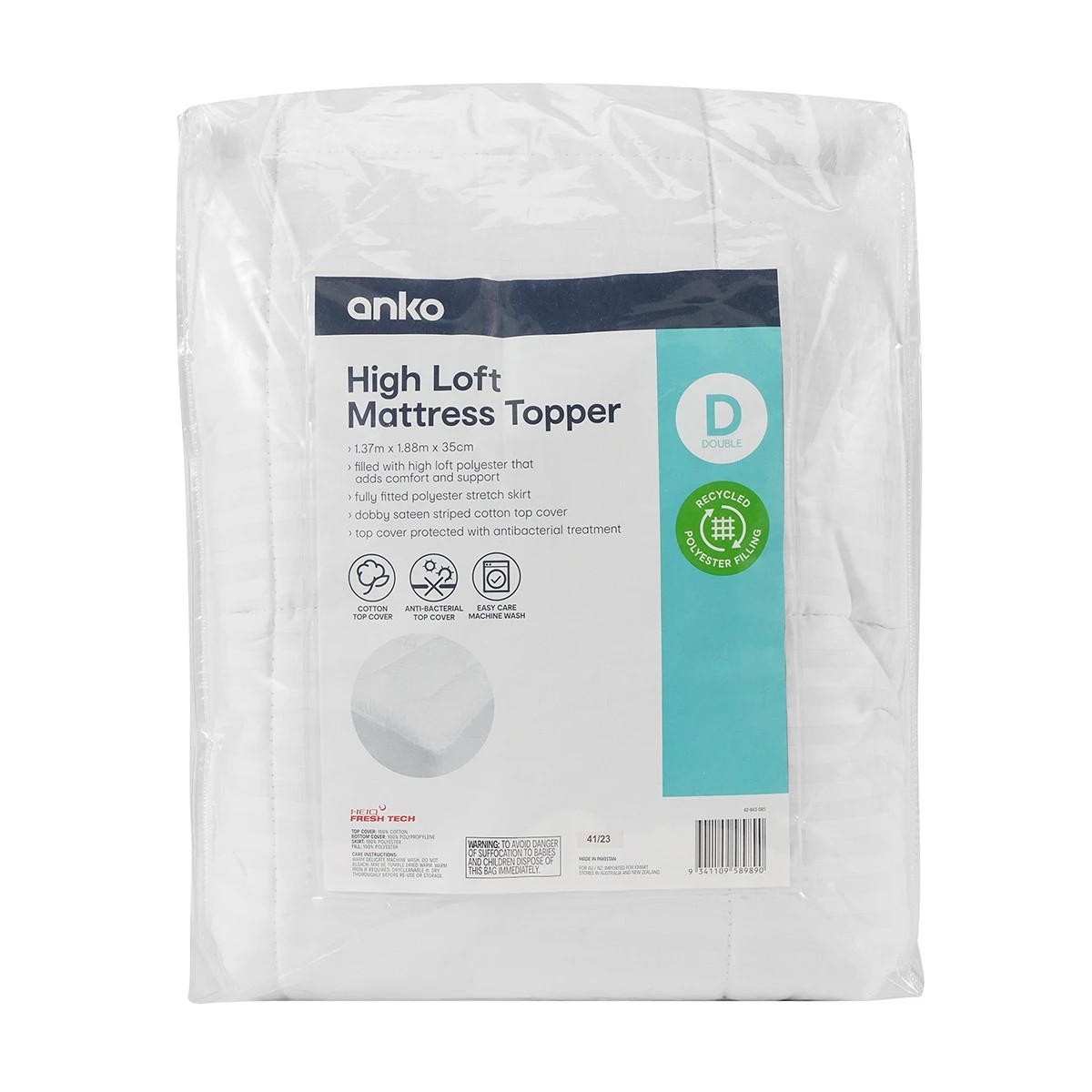 1 High Loft Mattress Topper - Double Bed, White, 1 of 5