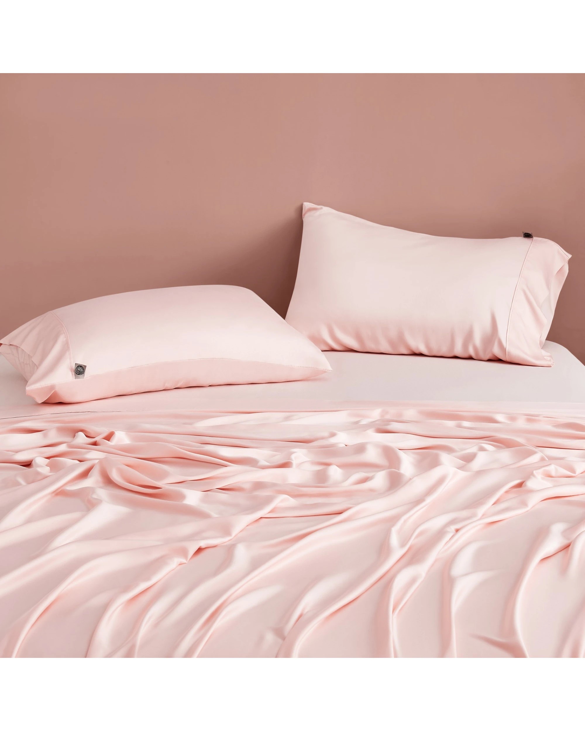 2 Natural Home 400TC 100% Bamboo Sateen Sheet Set - Queen Bed - Blush Pink, 2 of 6